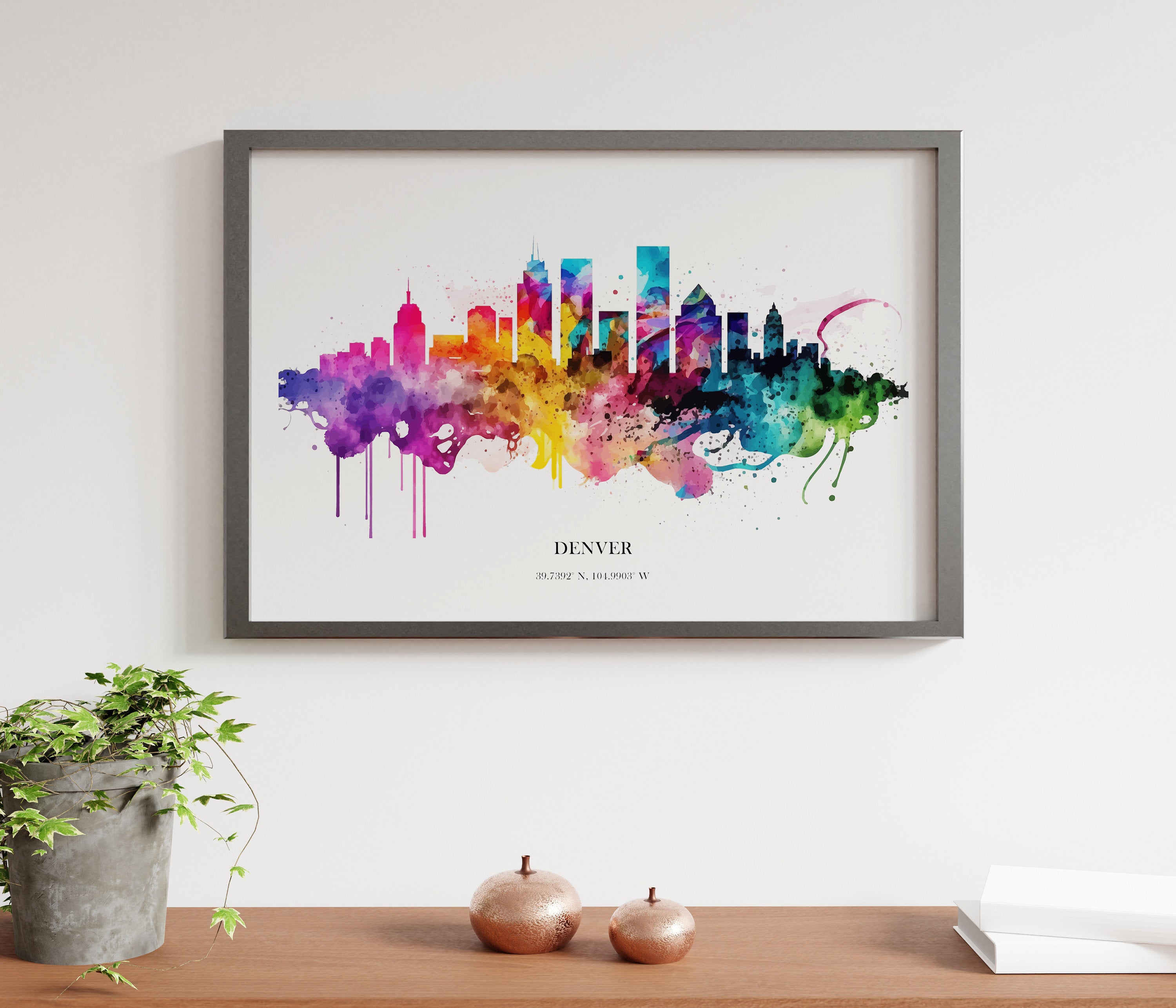 Denver Watercolour Skyline Print Denver Cityscape Denver Home Décor Art Print Wall Art Denver Print Denver Skyline Watercolour Poster Art