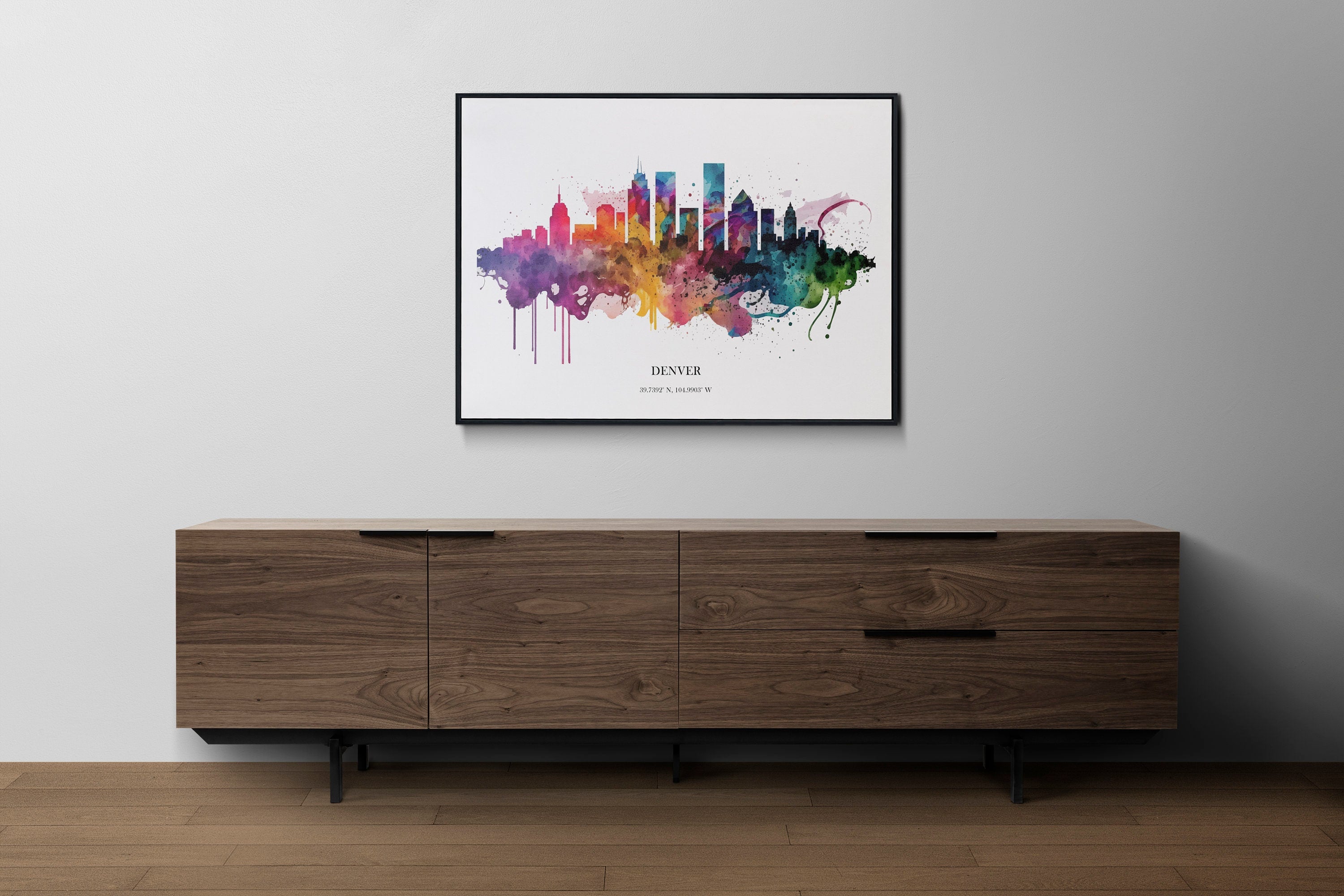 Denver Watercolour Skyline Print Denver Cityscape Denver Home Décor Art Print Wall Art Denver Print Denver Skyline Watercolour Poster Art