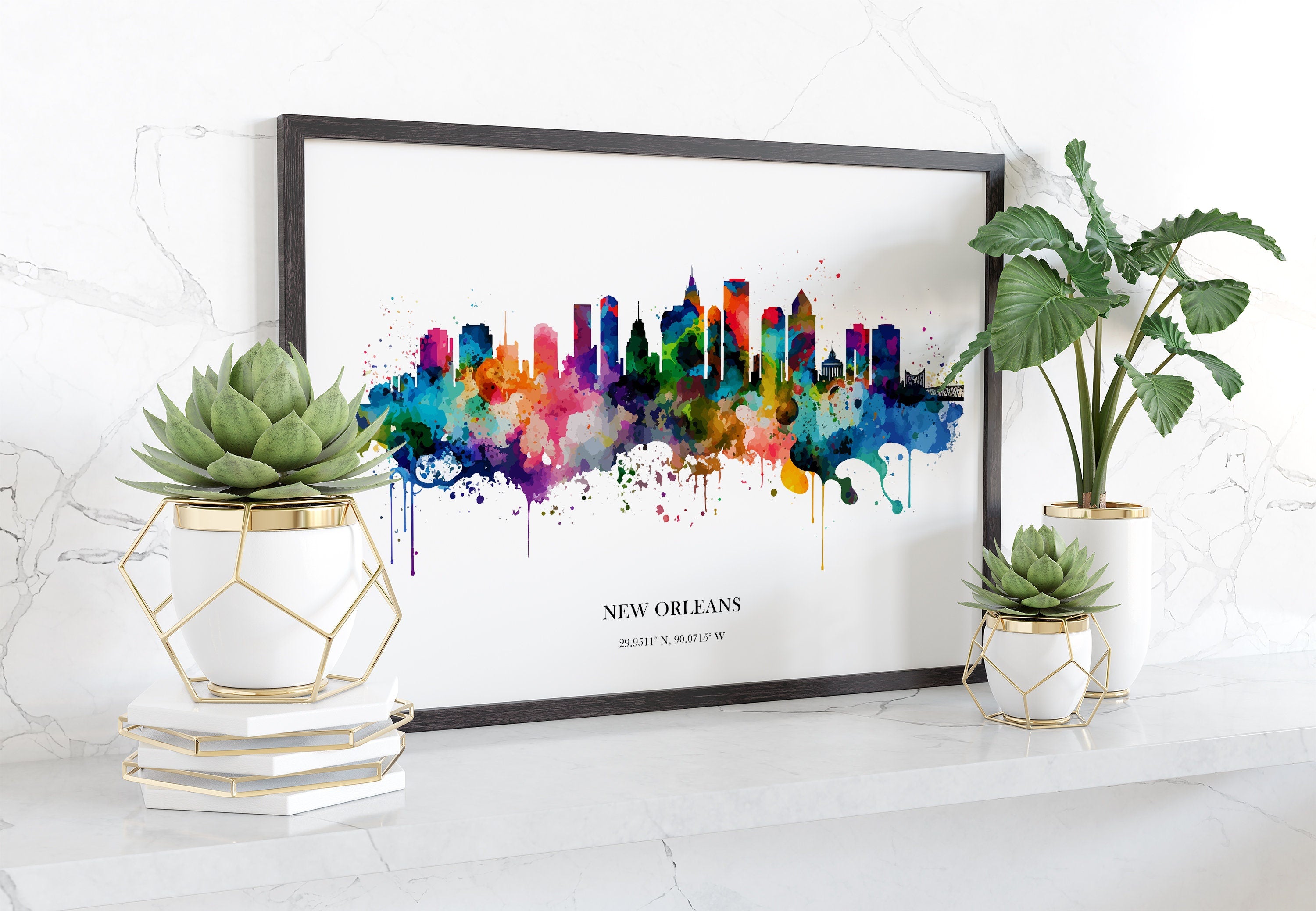 New Orleans  Watercolour Skyline Print New Orleans Cityscape New Orleans Home Décor Art Print Wall Art New Orleans Print New Orleans Skyline