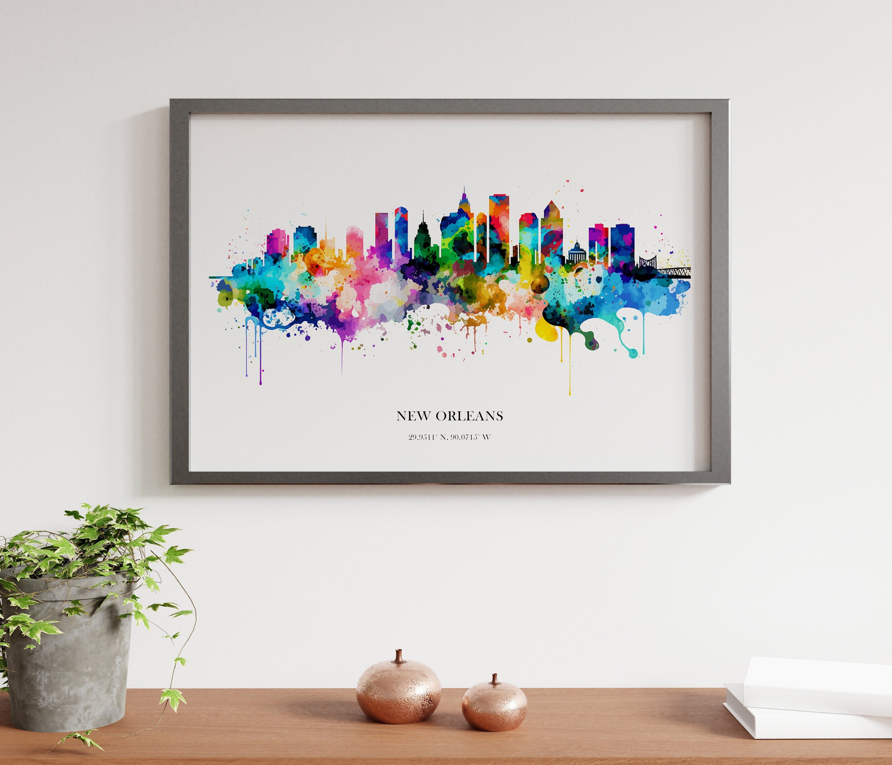 New Orleans  Watercolour Skyline Print New Orleans Cityscape New Orleans Home Décor Art Print Wall Art New Orleans Print New Orleans Skyline