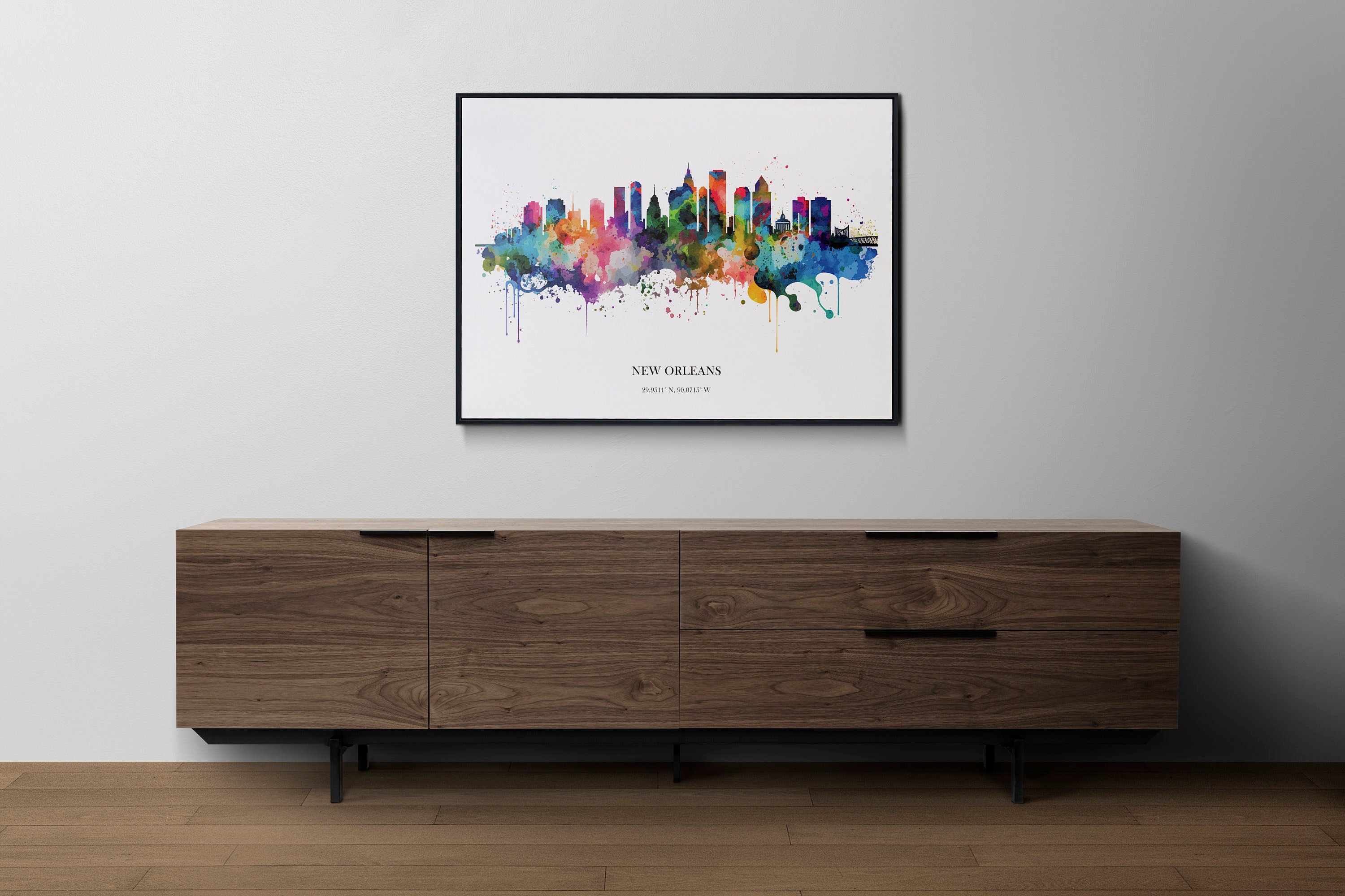 New Orleans  Watercolour Skyline Print New Orleans Cityscape New Orleans Home Décor Art Print Wall Art New Orleans Print New Orleans Skyline