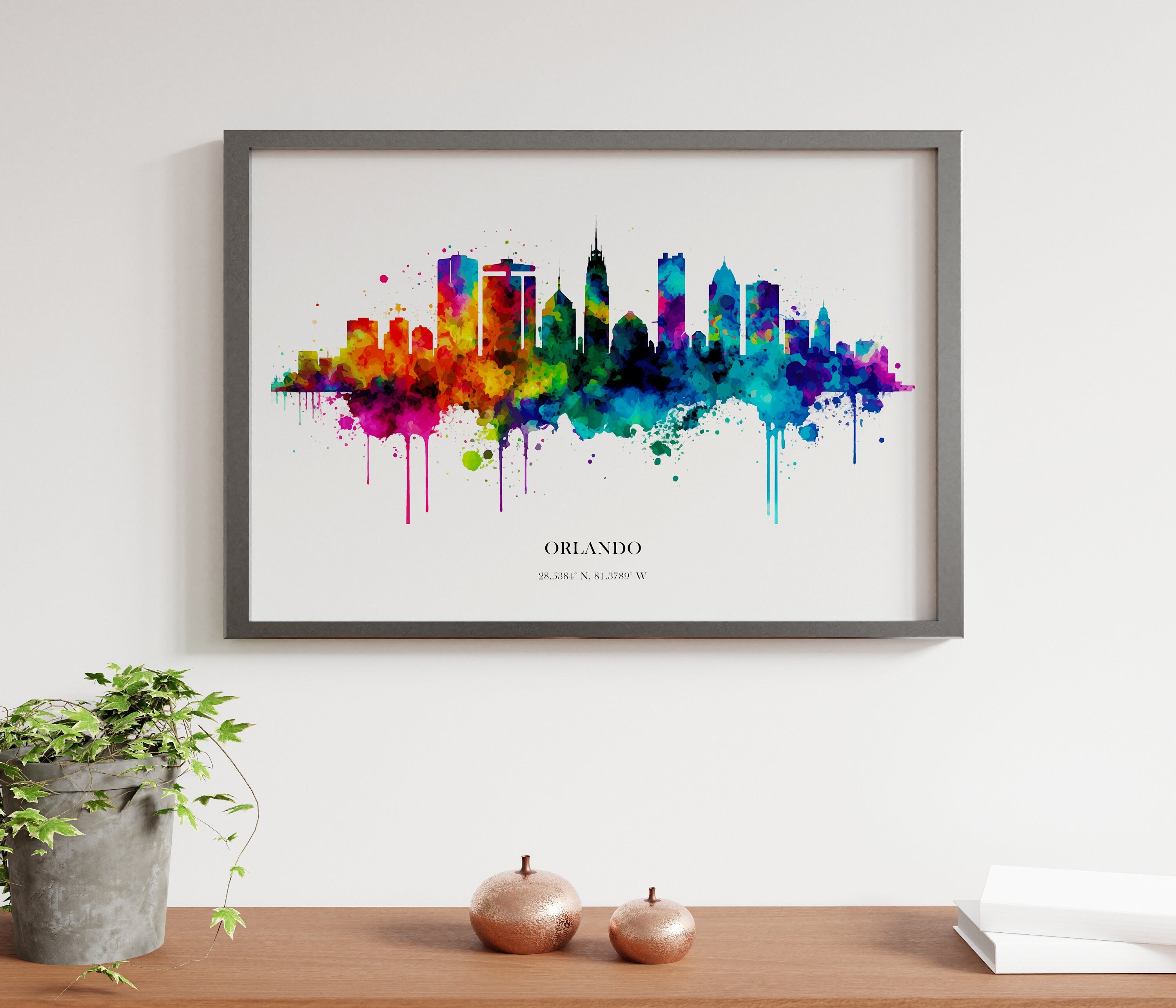 Orlando Watercolour Skyline Print Orlando Cityscape Orlando Home Décor Art Print Wall Art Orlando Print Orlando Skyline Watercolor Poster