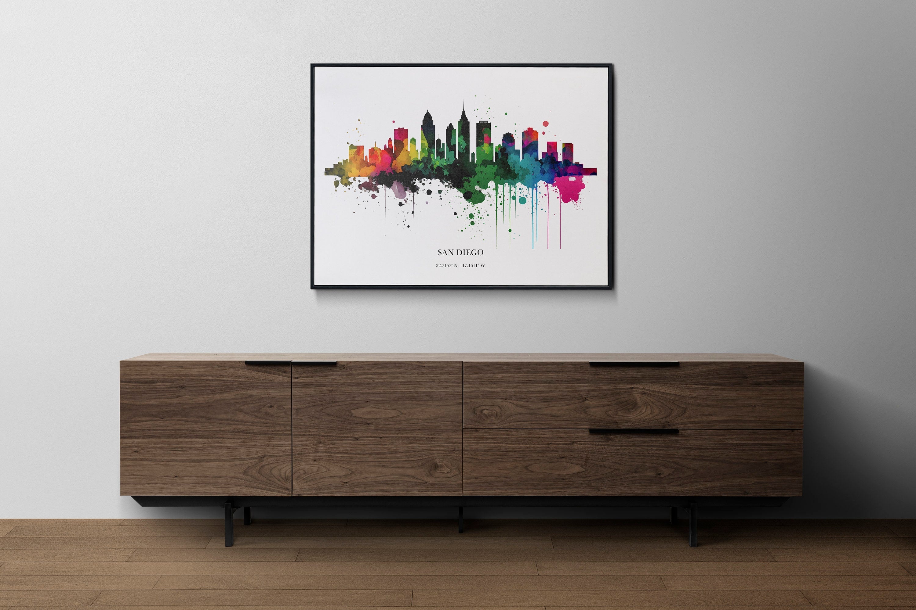 San Diego Watercolour Skyline Print San Diego Cityscape San Diego Home Décor Art Print Wall Art San Diego Print San Diego Watercolor Skyline