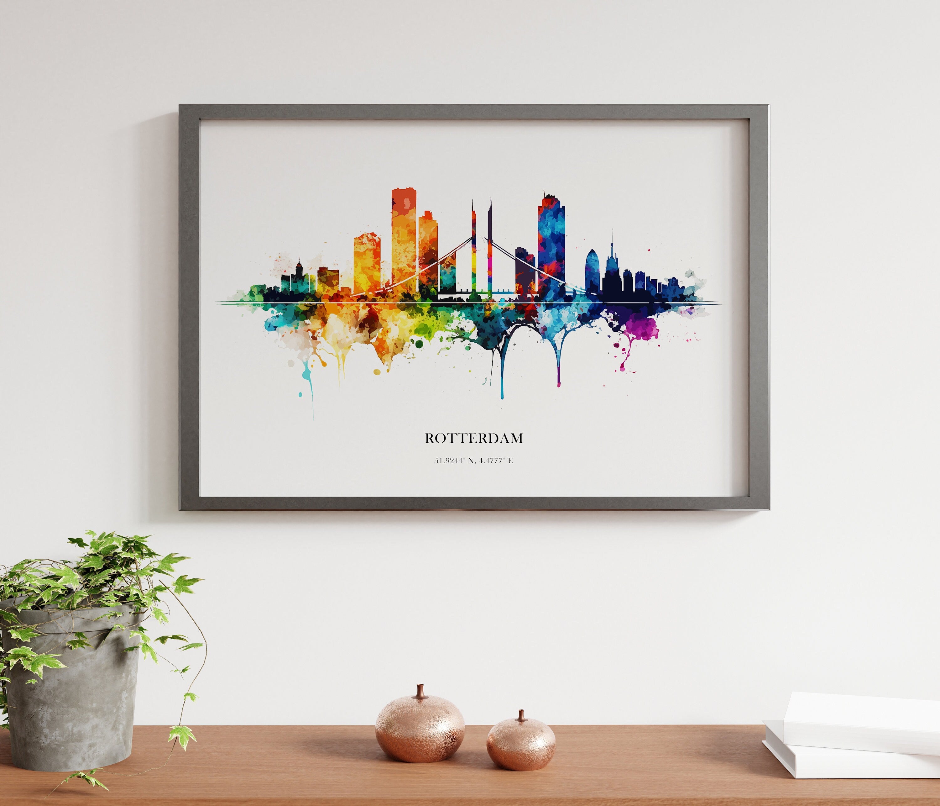 Rotterdam Watercolour Skyline Print Rotterdam Cityscape Rotterdam Home Décor Art Print Wall Art Rotterdam Print Rotterdam Watercolor Skyline