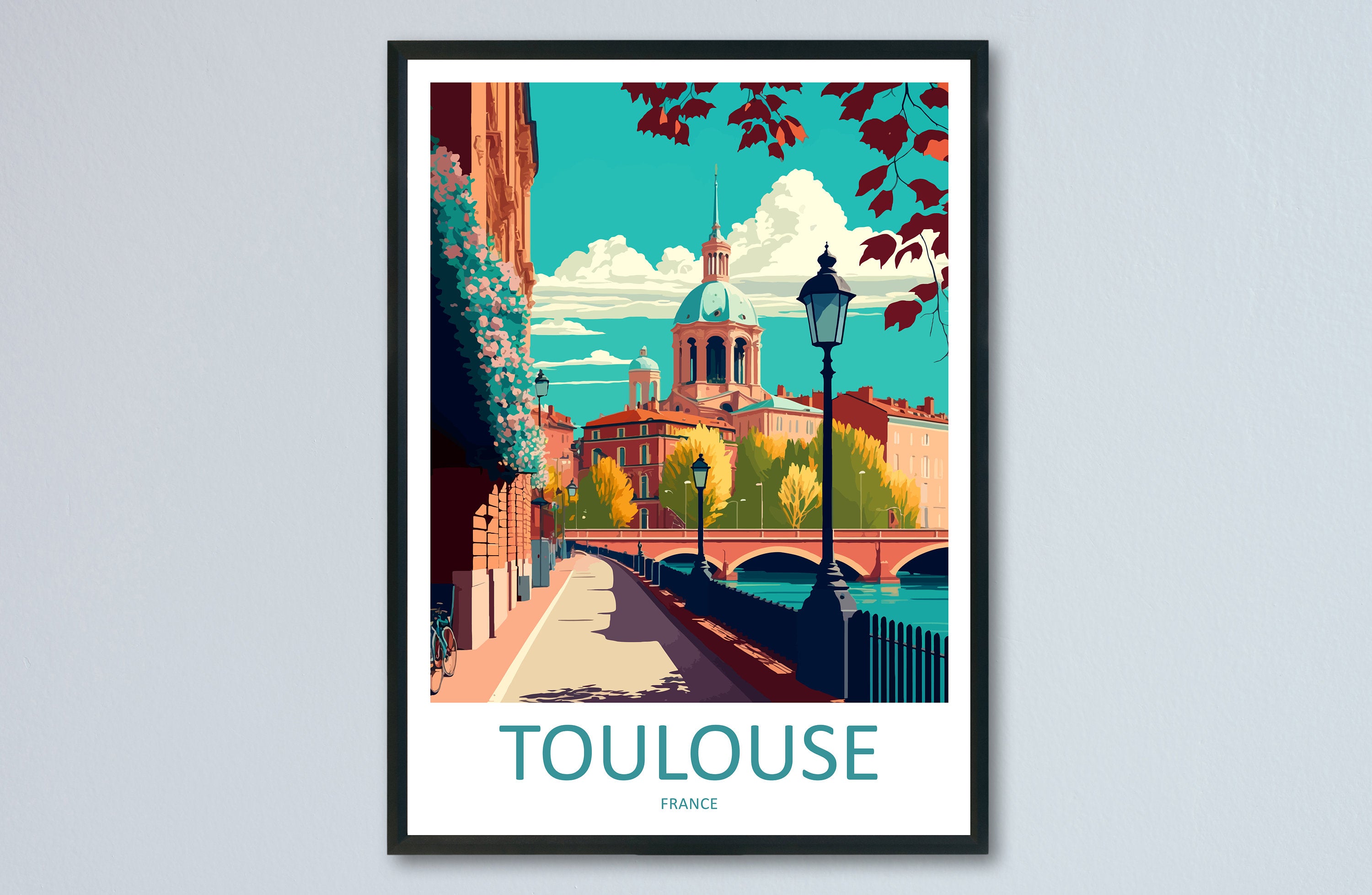Toulouse Travel Print Wall Art Toulouse Wall Hanging Home Decoration Toulouse France Gift Art Lovers Wall Art Print Art Toulouse Travel Art
