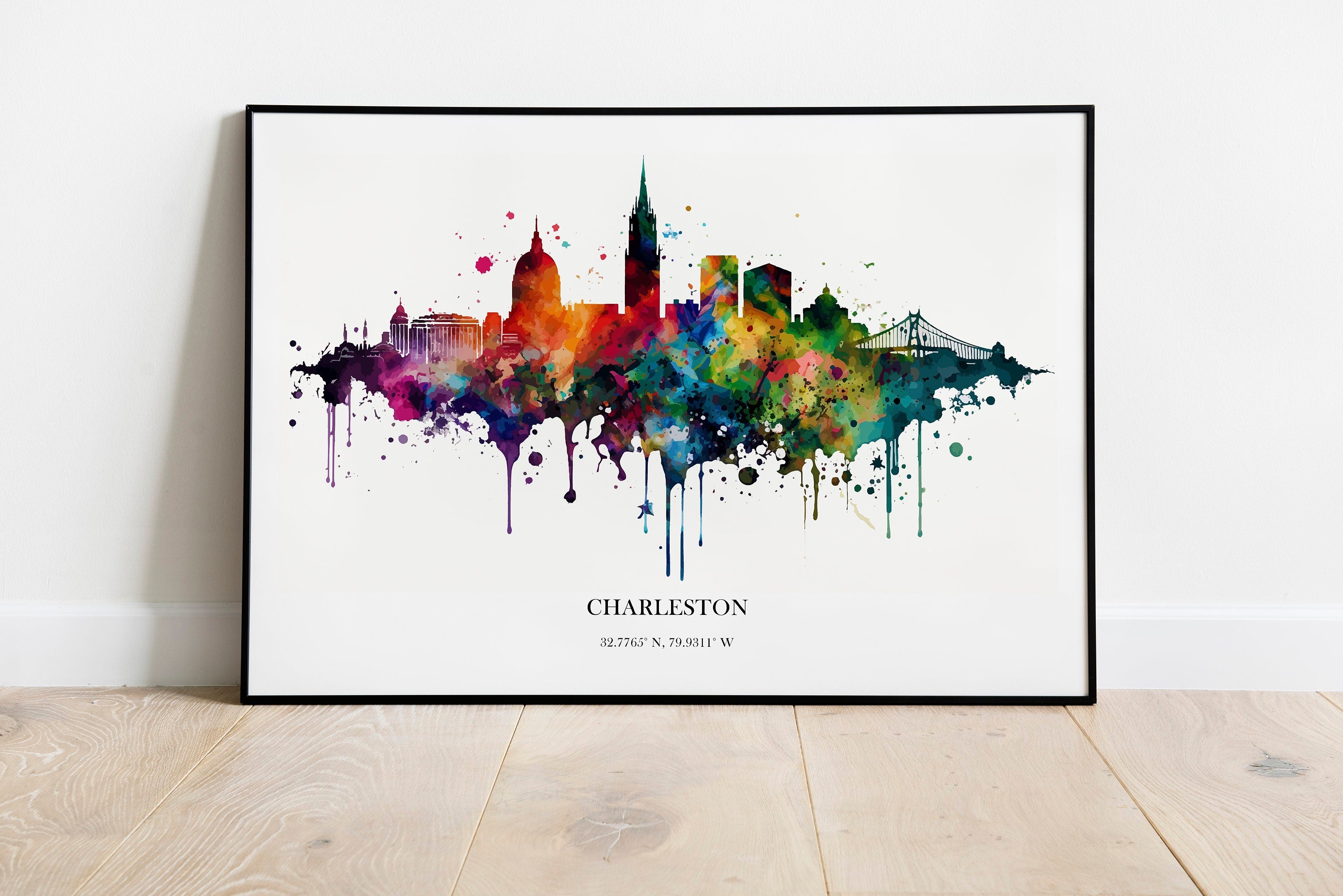 Charleston Watercolour Skyline Print Charleston Cityscape Rotterdam Home Décor Art Print Wall Art Charleston Print Charleston Watercolor Art