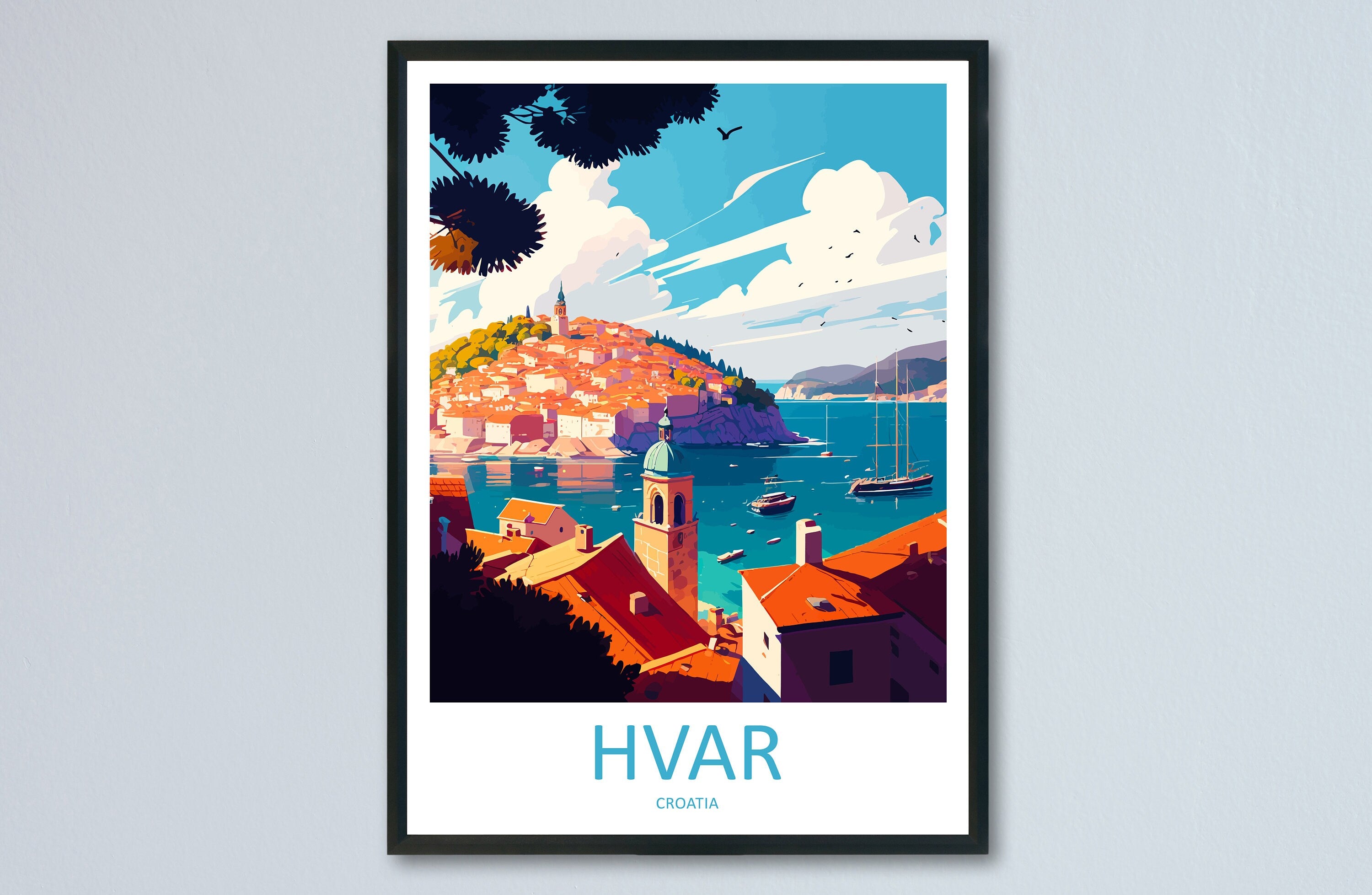 Hvar Travel Print Hvar Home Décor Croatia Island Art Print Hvar Wall Print For Croatia Gift Wall Hanging Hvar Artwork Hvar Harbour Décor