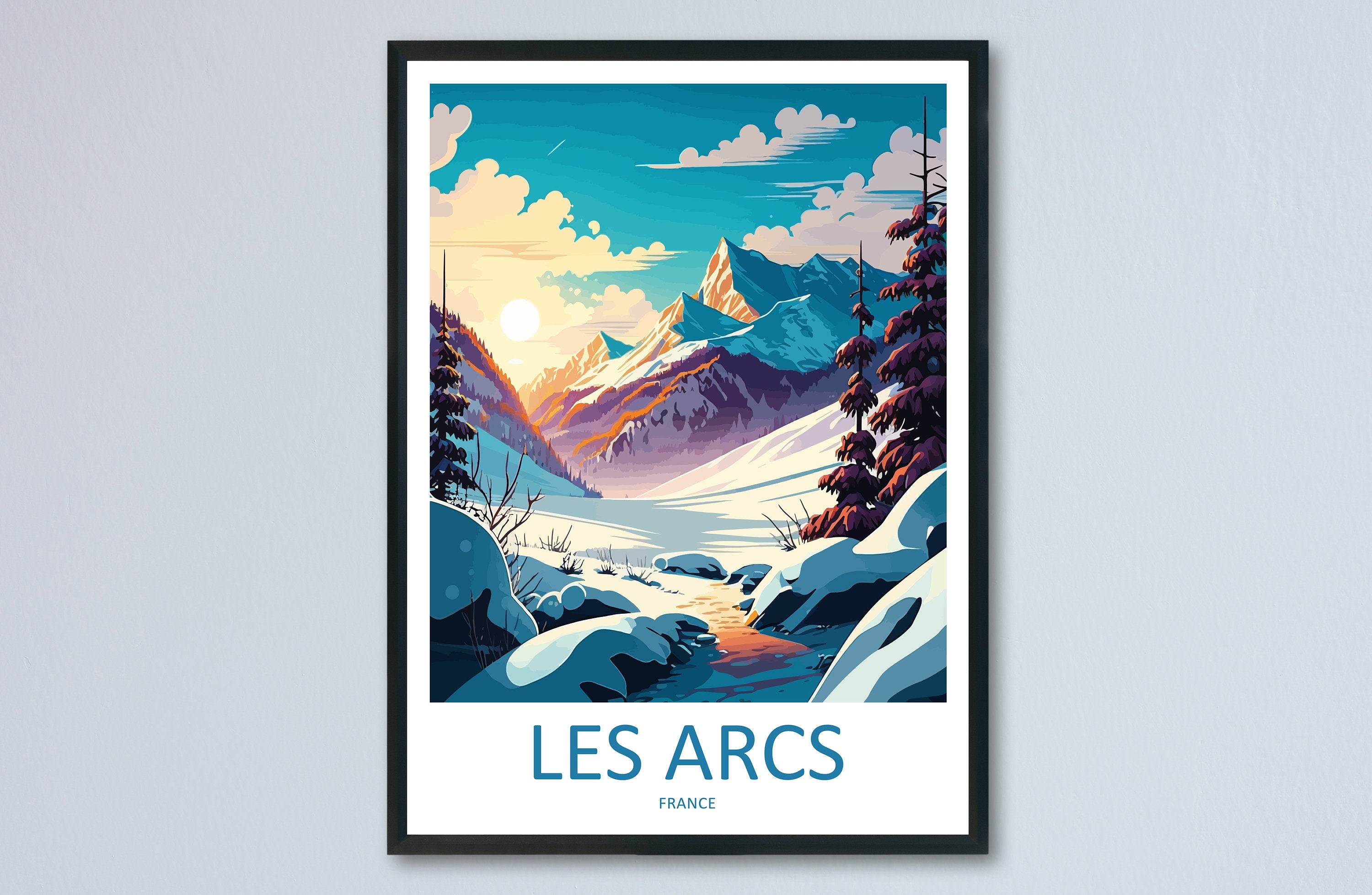 Les Arcs Print Les Arcs Home Décor Ski Resort Art Print Snow Resort Wall Print For France Ski Resort Gift Wall Hanging Les Arcs Artwork