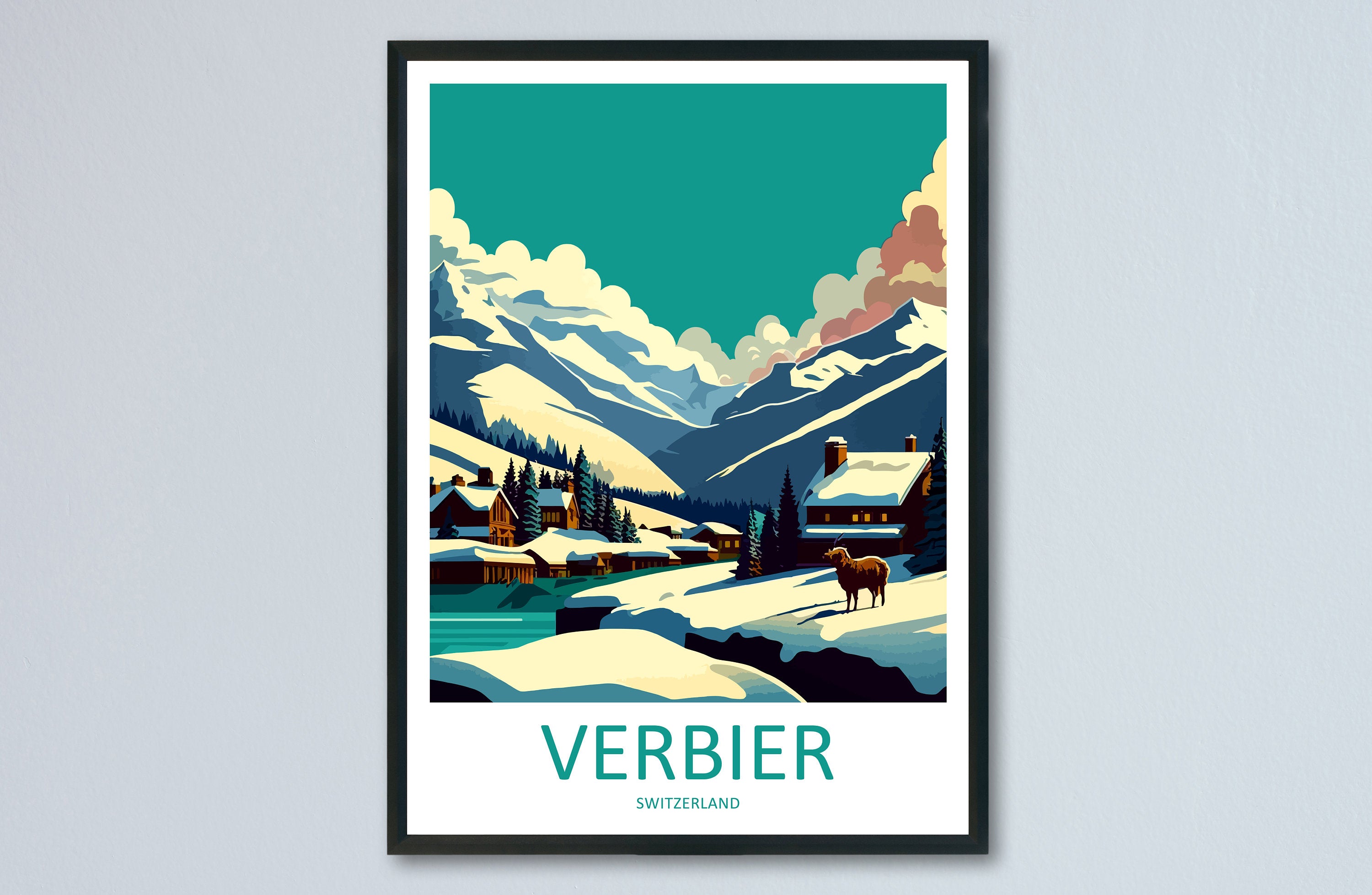 Verbier Ski Resort Print Verbier Home Decor Mountain Art Print Verbier Wall Art for Ski Enthusiast Gift Wall Hanging Verbier Switzerland Art