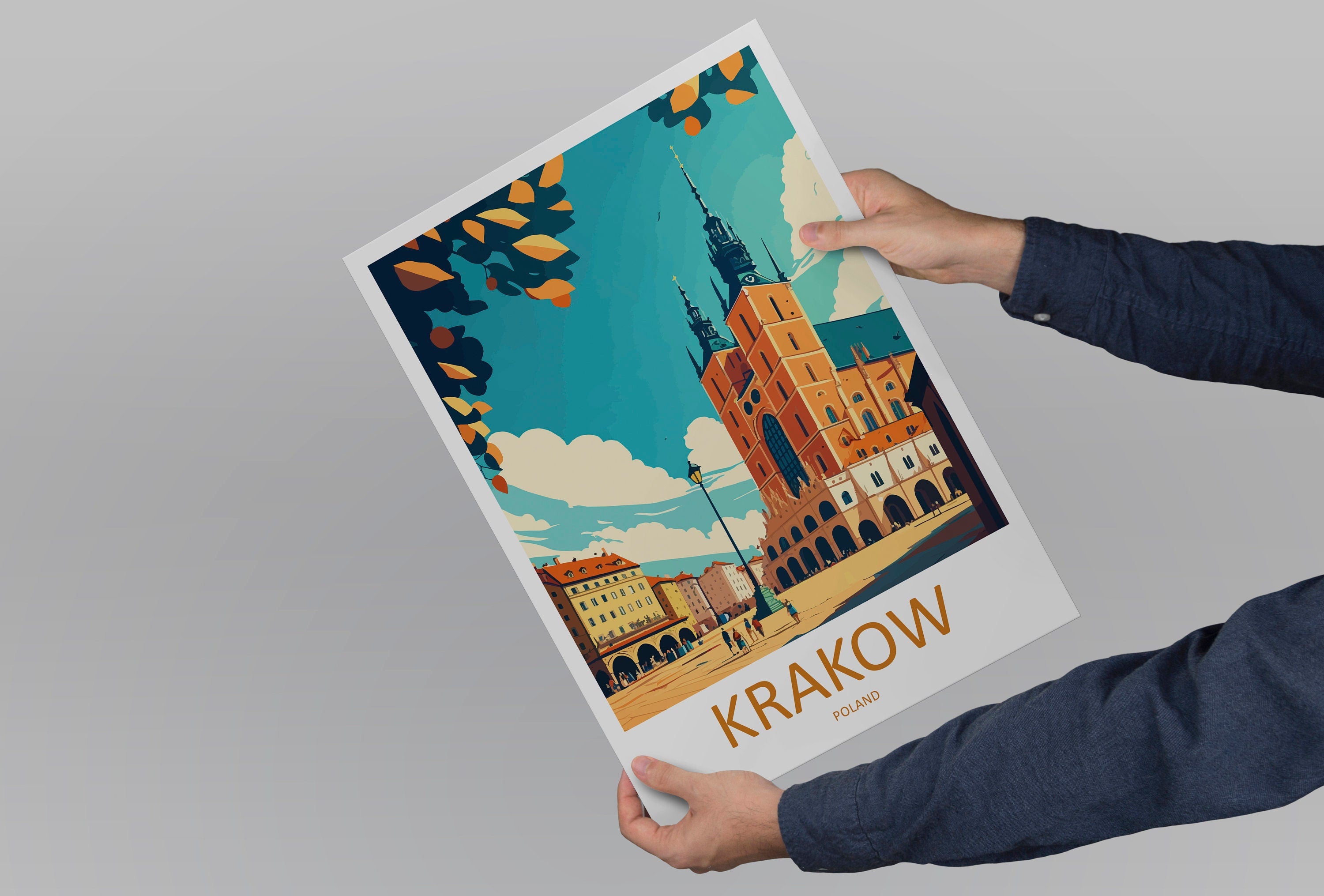 Krakow Cityscape Print Krakow Home Decor European City Art Print Krakow Wall Art for Poland Enthusiast Gift Wall Hanging Krakow Poland Art