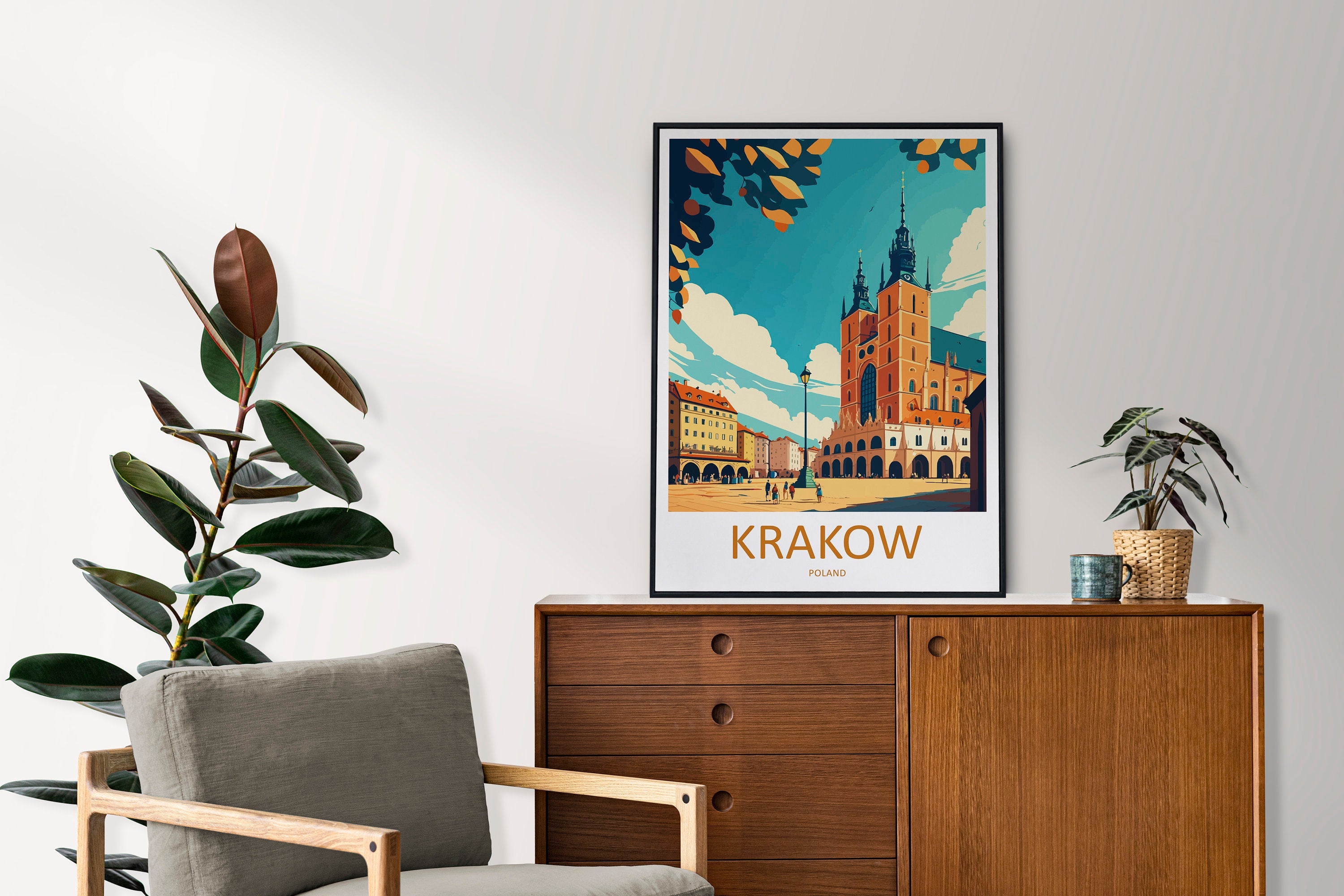 Krakow Cityscape Print Krakow Home Decor European City Art Print Krakow Wall Art for Poland Enthusiast Gift Wall Hanging Krakow Poland Art