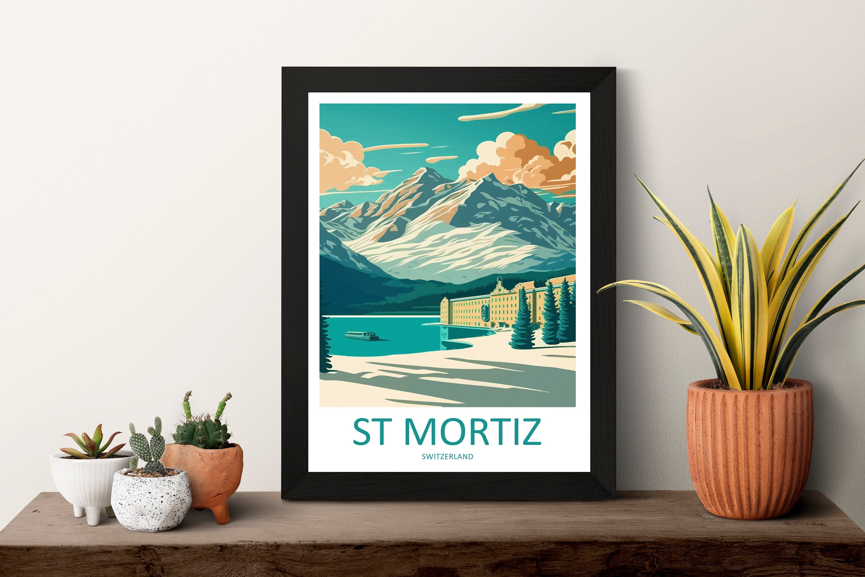 St. Moritz Ski Resort Print St. Moritz Home Decor Mountain Art Print St. Moritz Wall Art for Ski Enthusiast Gift Wall Hanging St. Moritz Art