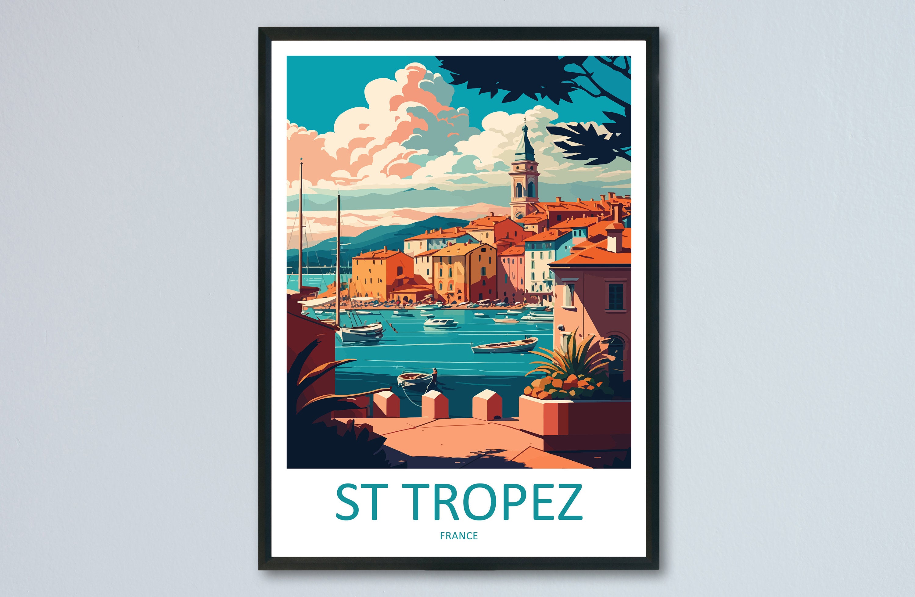 St. Tropez Print St. Tropez Home Decor Seascape Art Print St. Tropez Wall Art for France Enthusiast Gift Wall Hanging St. Tropez France Art