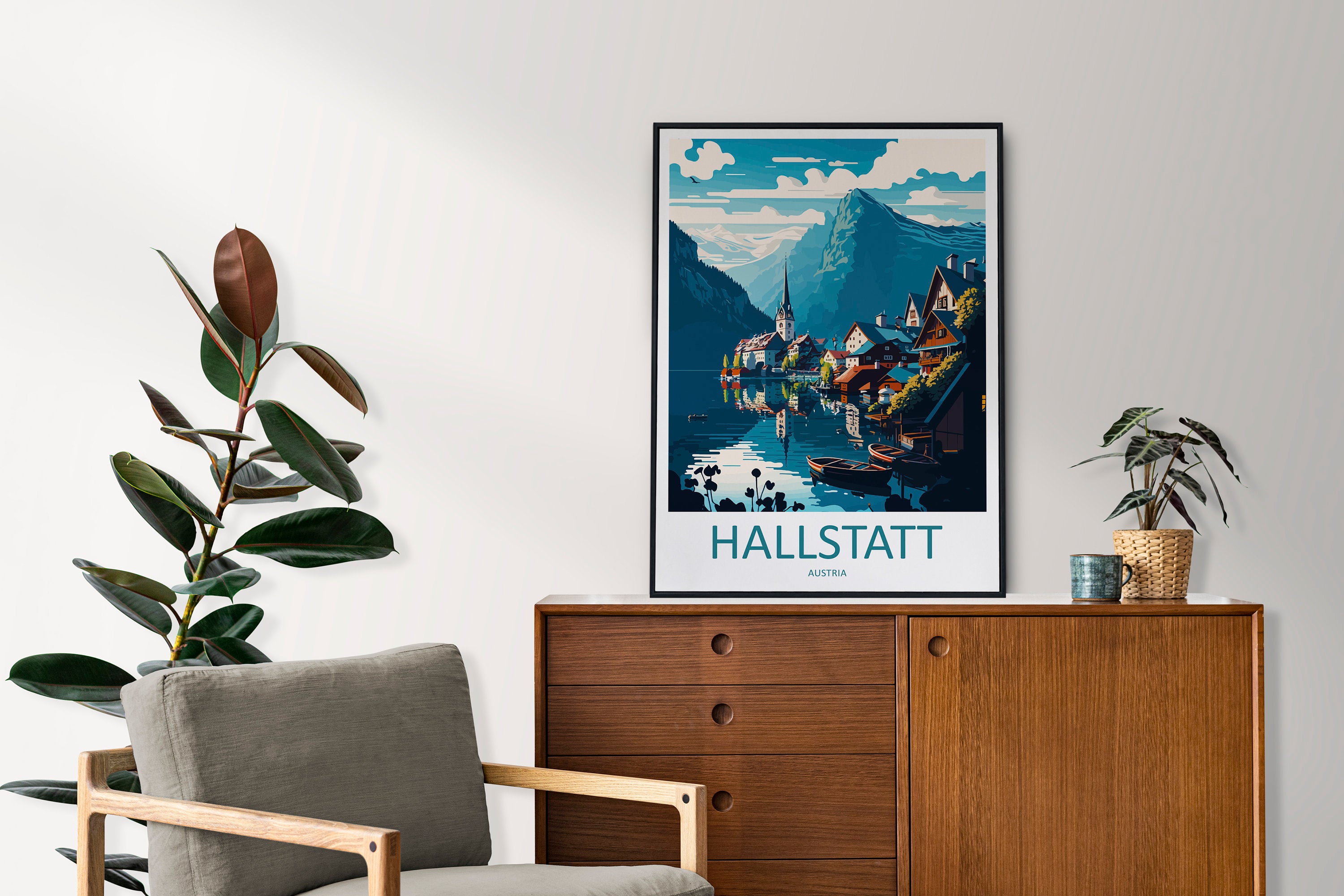 Hallstatt Lake Print Hallstatt Home Decor Art Print Austria Wall Art Alpine Mountain Gift Wall Hanging Hallstatt Scenery Poster Austria Art