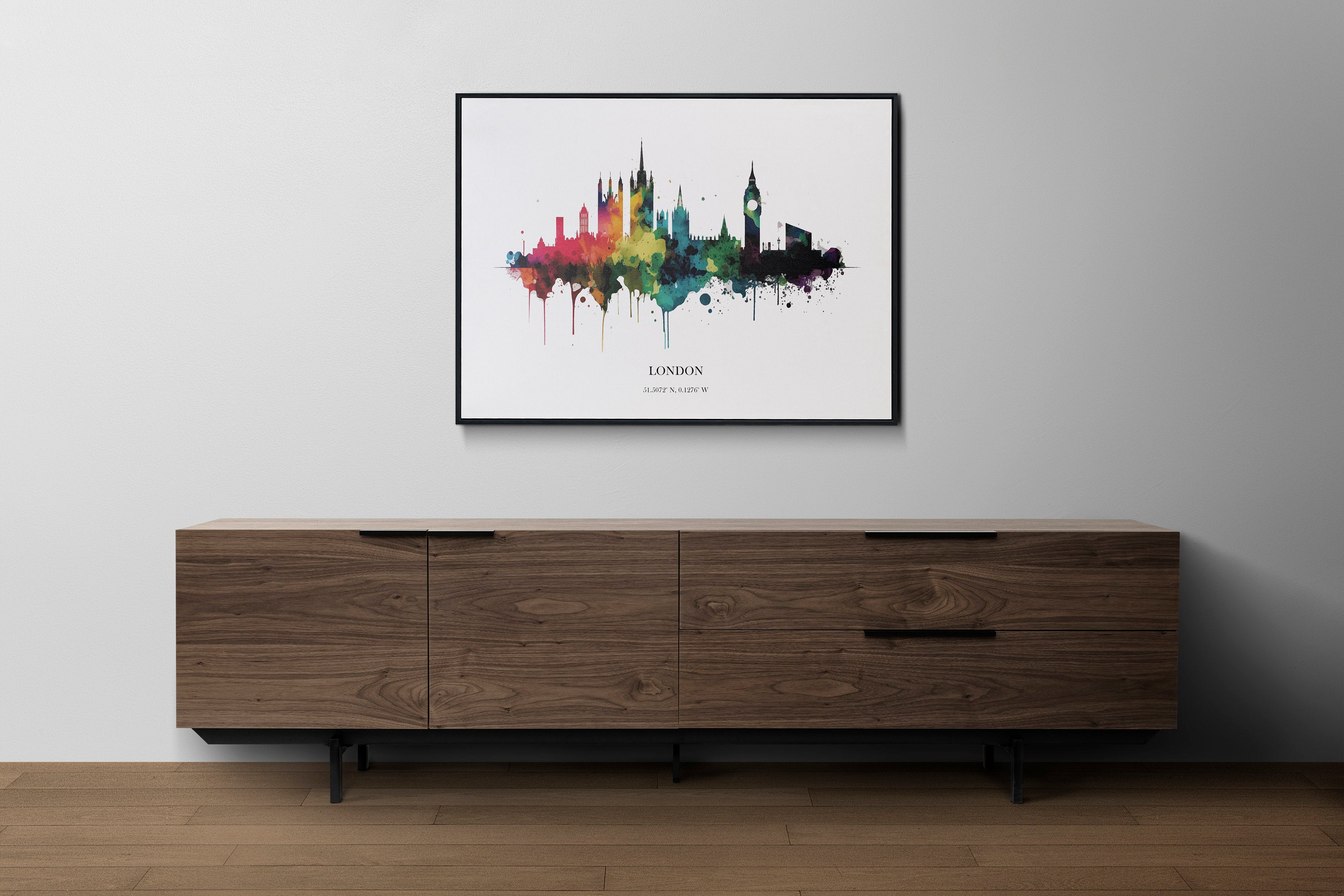 London Watercolour Skyline Print London Cityscape London Home Décor Art Print UK Wall Art England Souvenir Wall Hanging Watercolour Skyline