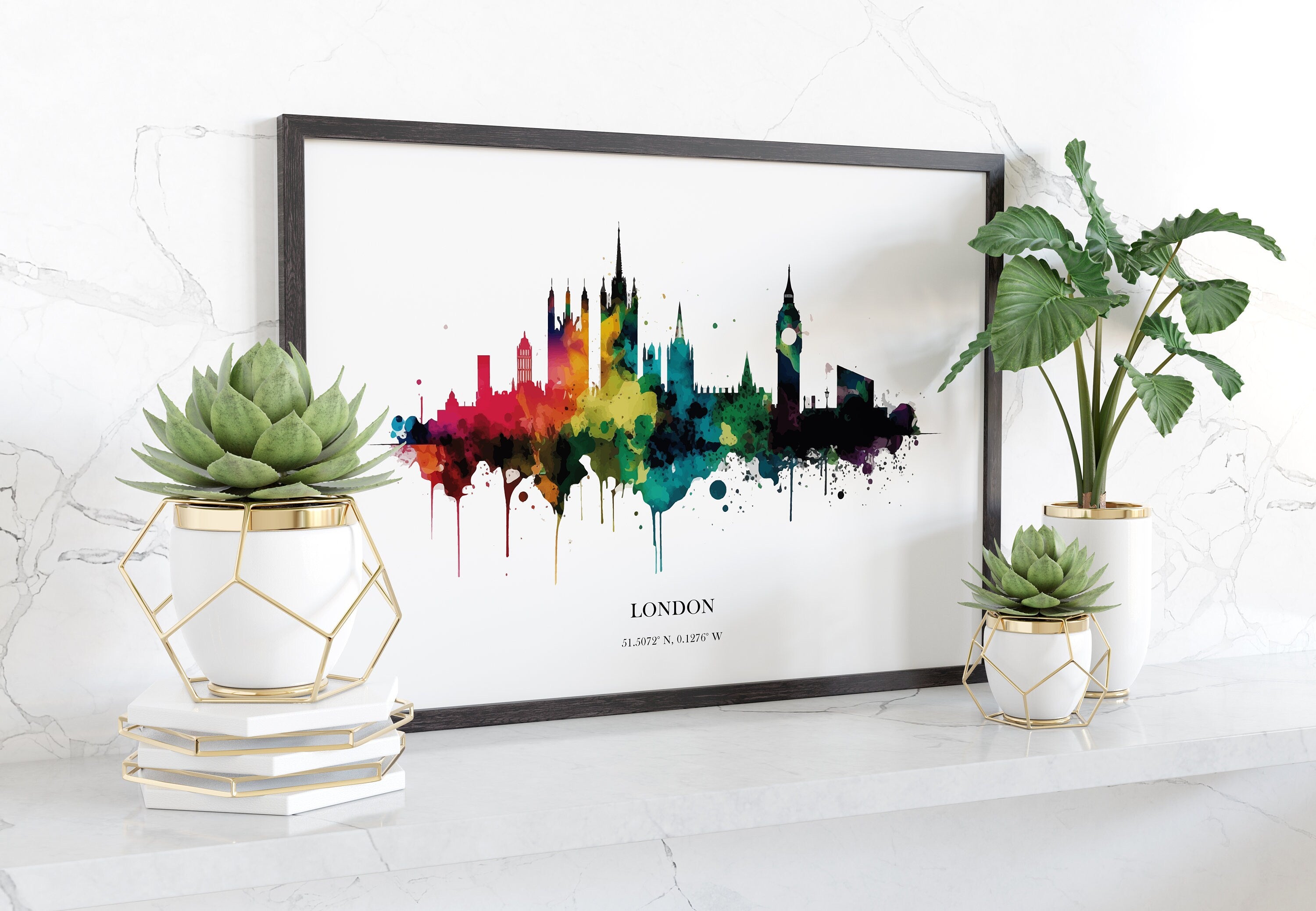 London Watercolour Skyline Print London Cityscape London Home Décor Art Print UK Wall Art England Souvenir Wall Hanging Watercolour Skyline