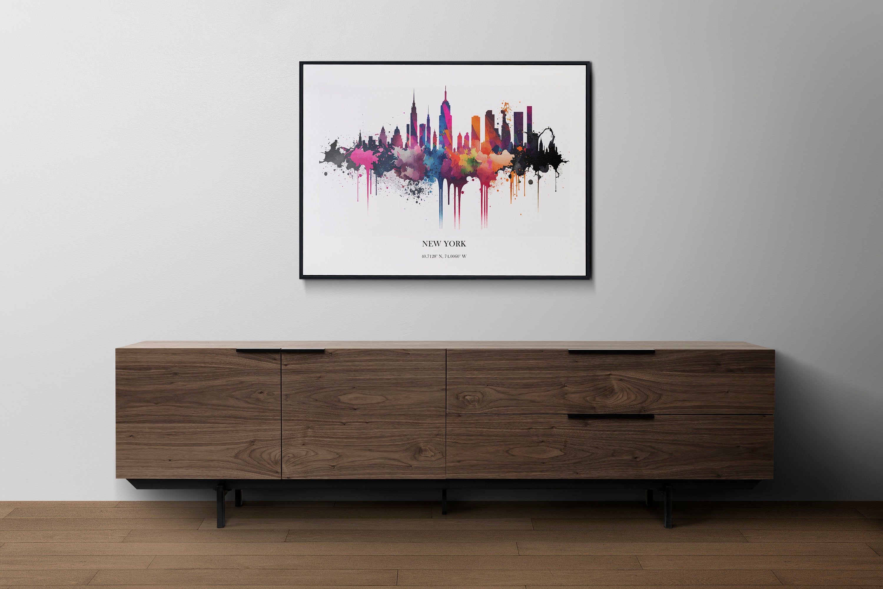 New York Watercolour Skyline Print New York Cityscape New York Home Décor Art Print USA Wall Art New York Souvenir Wall Hanging Watercolour