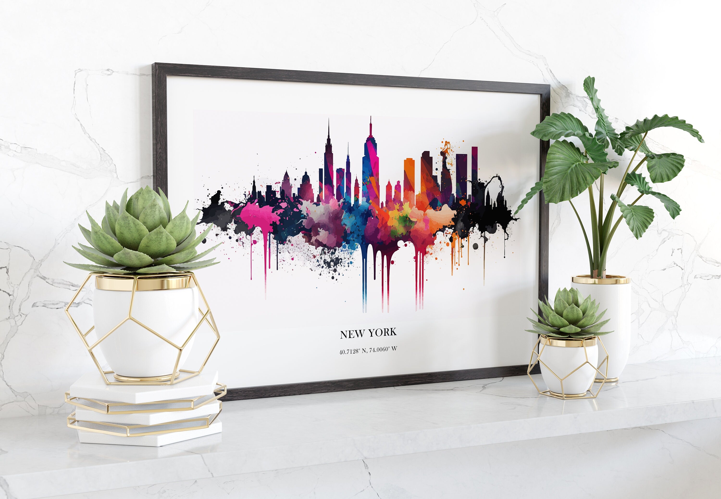 New York Watercolour Skyline Print New York Cityscape New York Home Décor Art Print USA Wall Art New York Souvenir Wall Hanging Watercolour