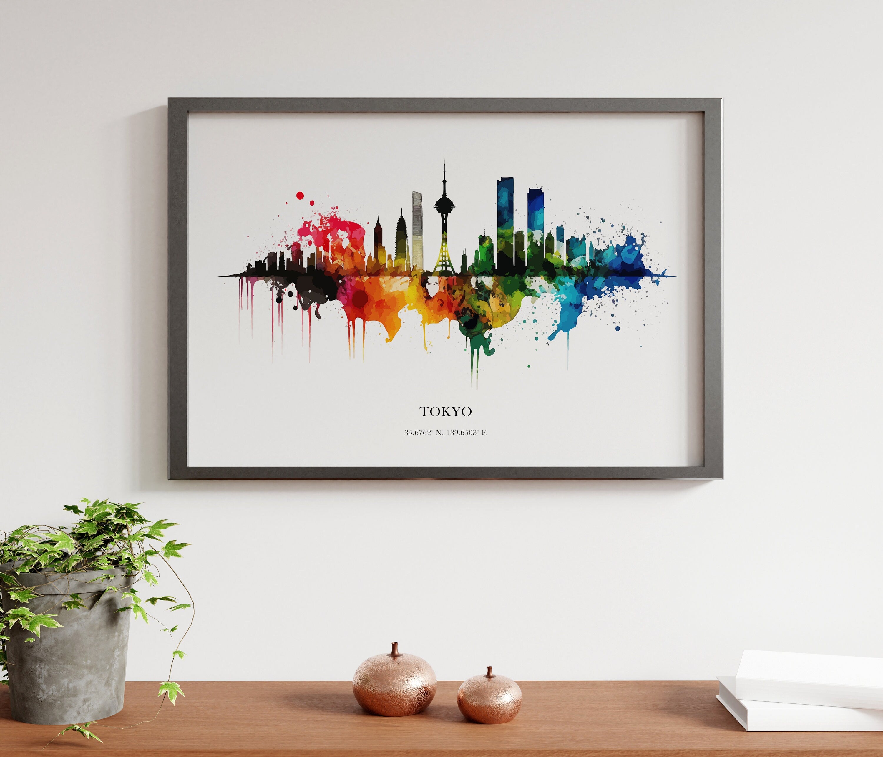 Tokyo Watercolour Skyline Print Tokyo Cityscape Tokyo Home Décor Art Print Japanese Wall Art Tokyo Souvenir Wall Hanging Watercolour Tokyo