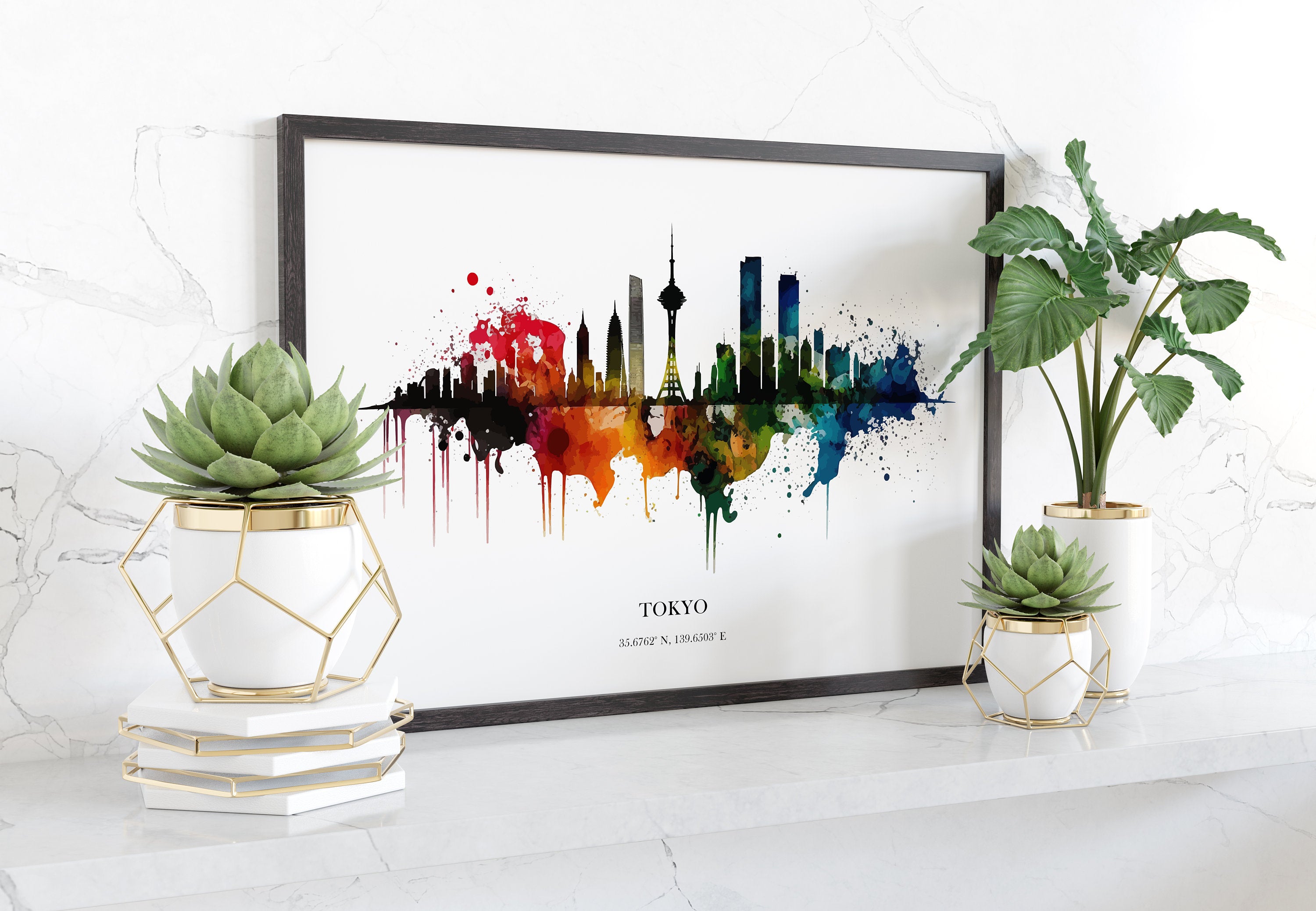 Tokyo Watercolour Skyline Print Tokyo Cityscape Tokyo Home Décor Art Print Japanese Wall Art Tokyo Souvenir Wall Hanging Watercolour Tokyo