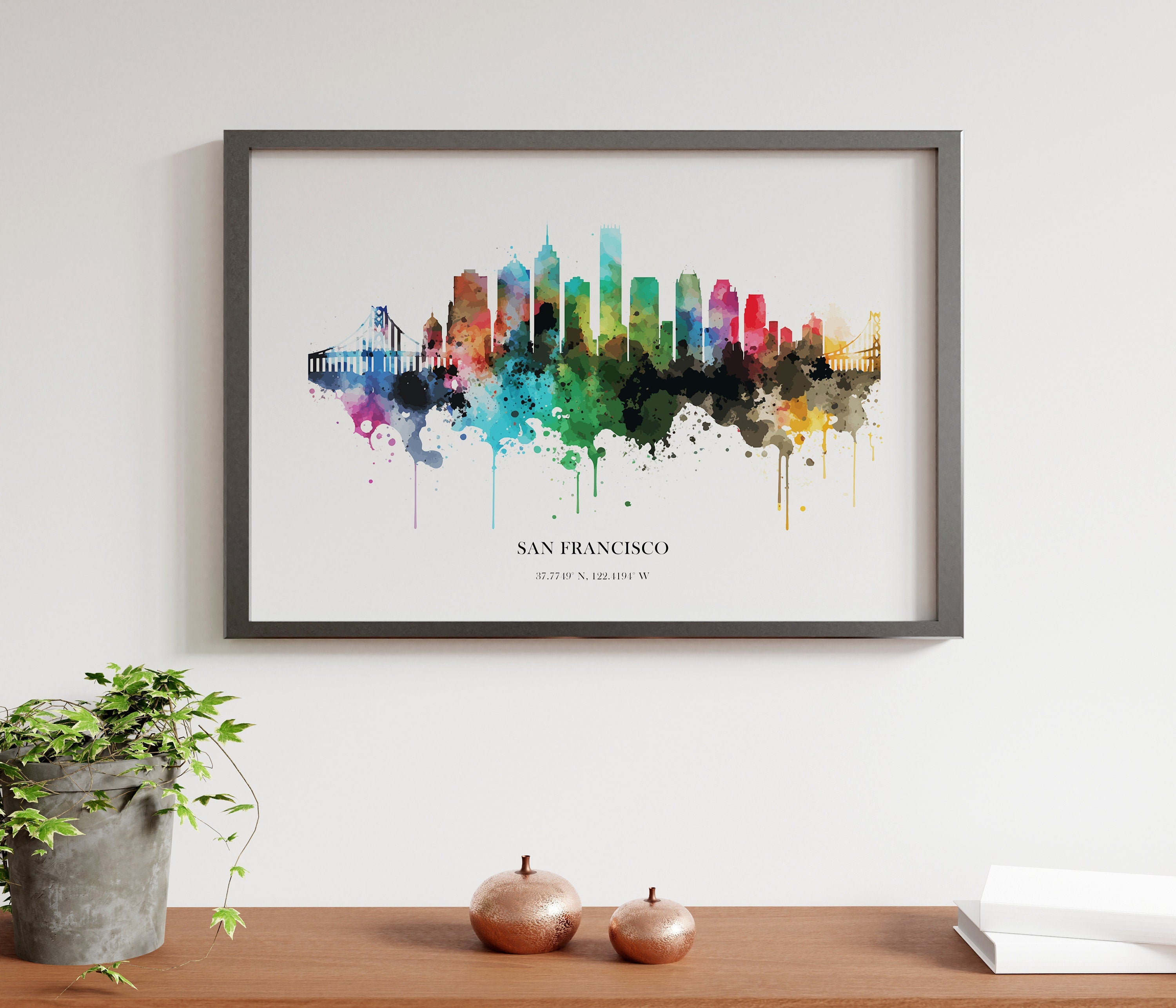 San Francisco Watercolour Skyline Print San Francisco Cityscape San Francisco Home Décor Art Print USA Wall Art San Francisco Souvenir Print