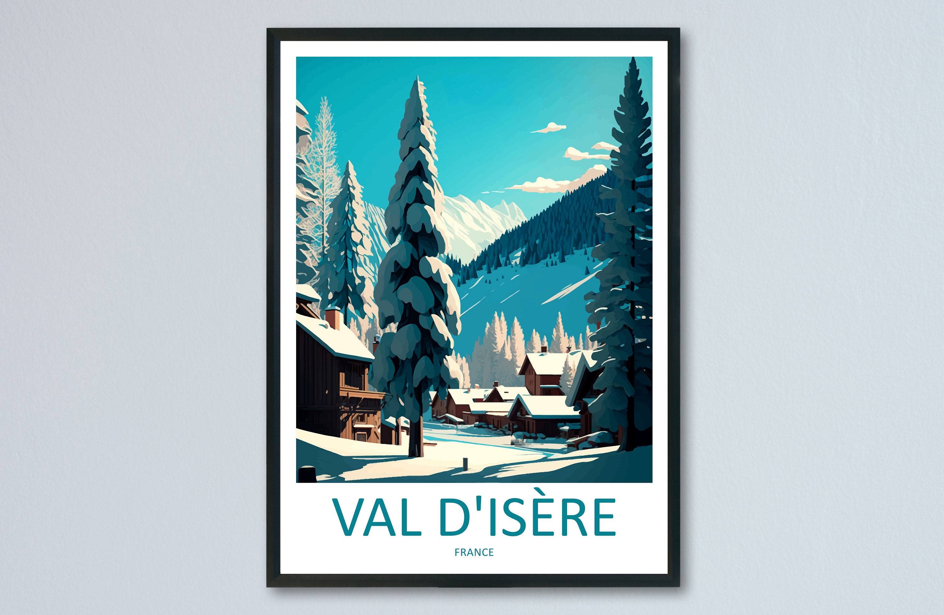 Val d'isere Travel Print Wall Art Val d'isere Wall Hanging Home Décor Val d'isere Gift Art Lovers Ski Art Lover Gift Val d'isere Print Ski