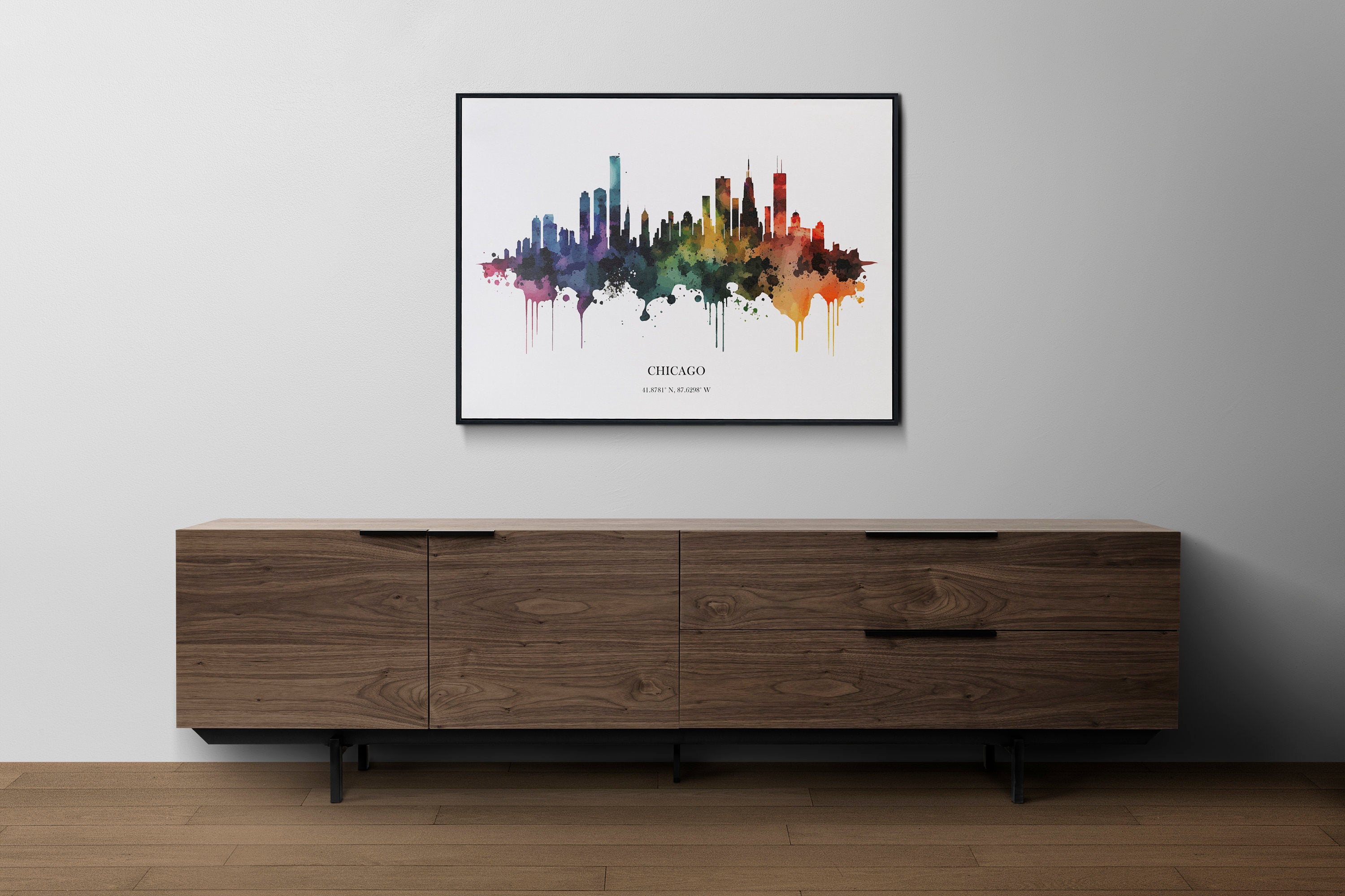 Chicago Watercolour Skyline Print Chicago Cityscape Chicago Home Décor Art Print USA Wall Art San Chicago Souvenir Print Chicago Watercolour