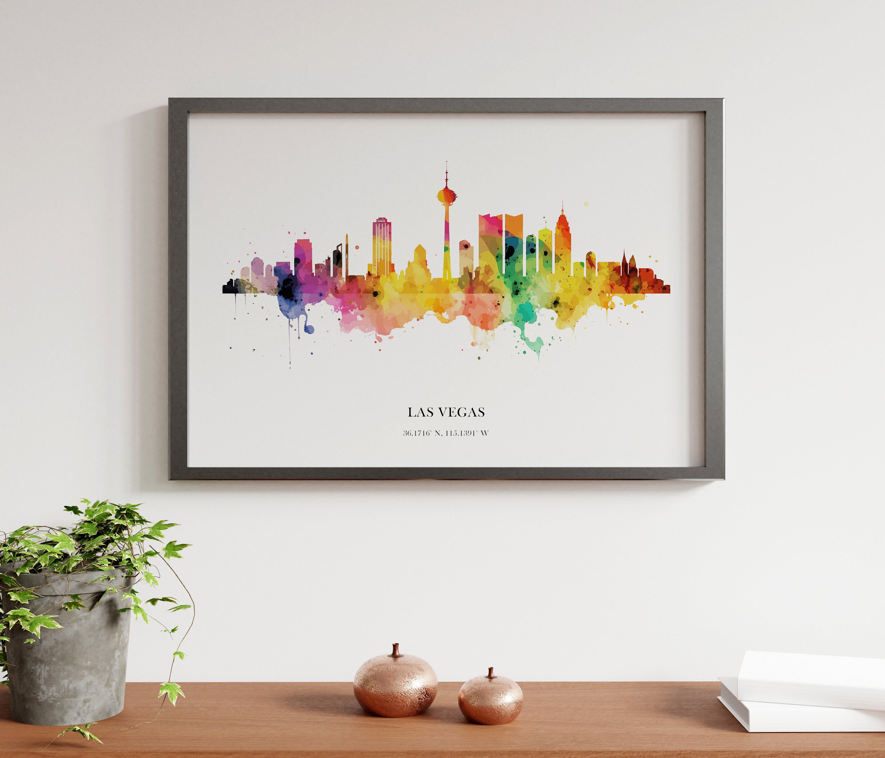 Las Vegas Watercolour Skyline Print Las Vegas Cityscape Las Vegas Home Décor Art Print USA Wall Art Las Vegas Print Las Vegas Watercolour