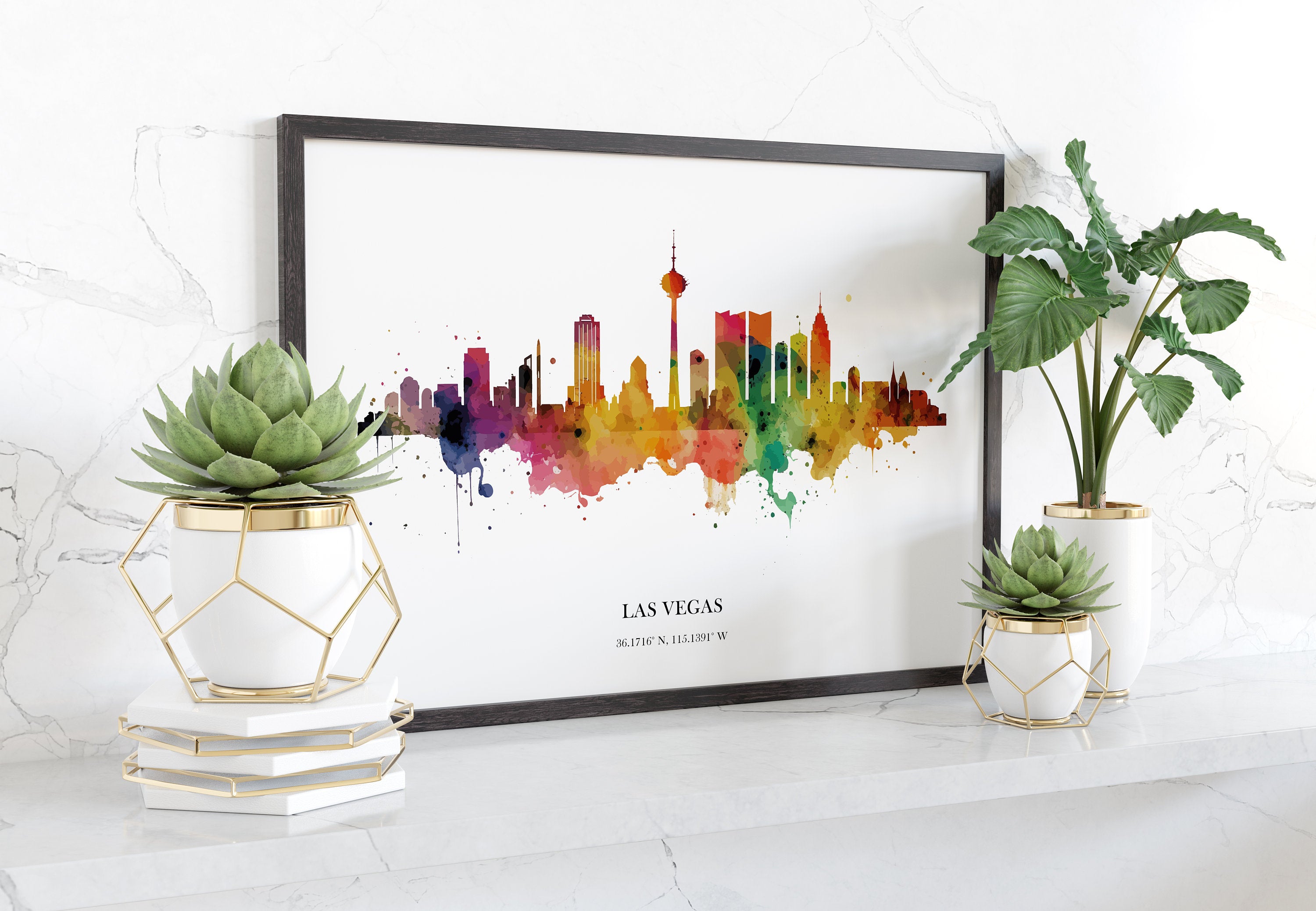 Las Vegas Watercolour Skyline Print Las Vegas Cityscape Las Vegas Home Décor Art Print USA Wall Art Las Vegas Print Las Vegas Watercolour