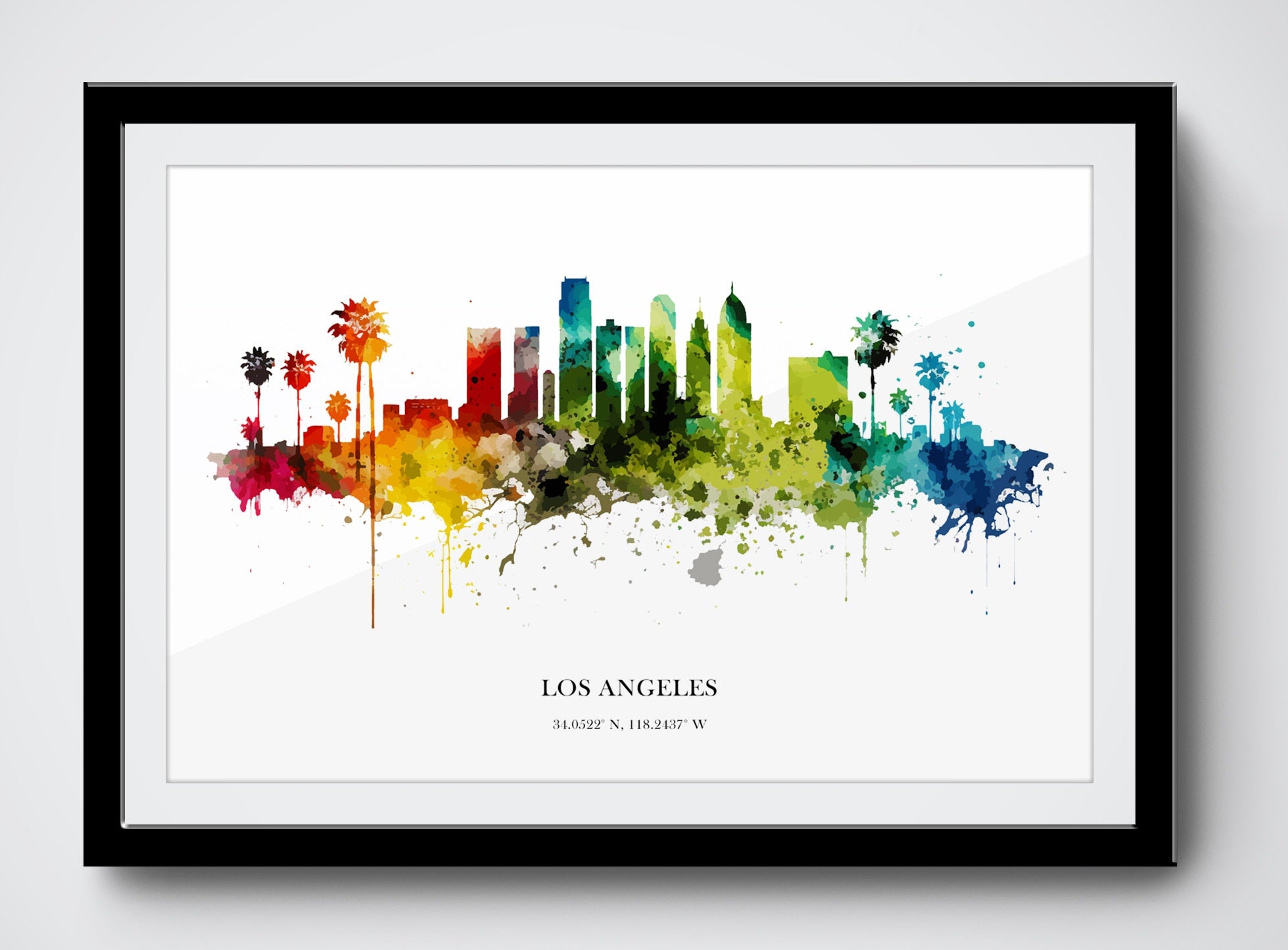 Los Angeles Watercolour Skyline Print Los Angeles Cityscape Los Angeles Home Décor Art Print USA Wall Art Los Angeles Print Los Angeles