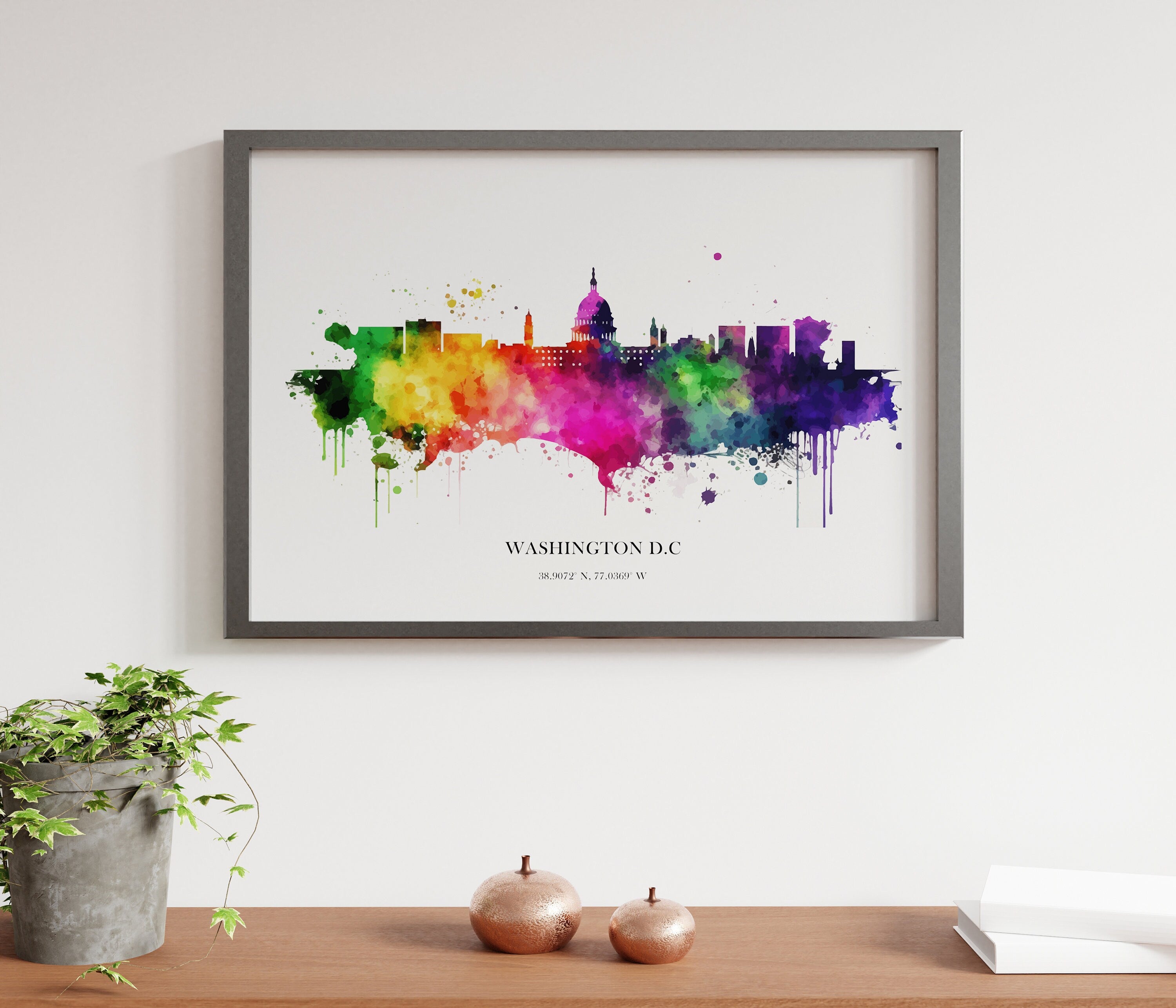 Washington Dc Watercolour Skyline Print Washington Cityscape White House Home Décor Art Print USA Wall Art Washington DC Print Washington DC