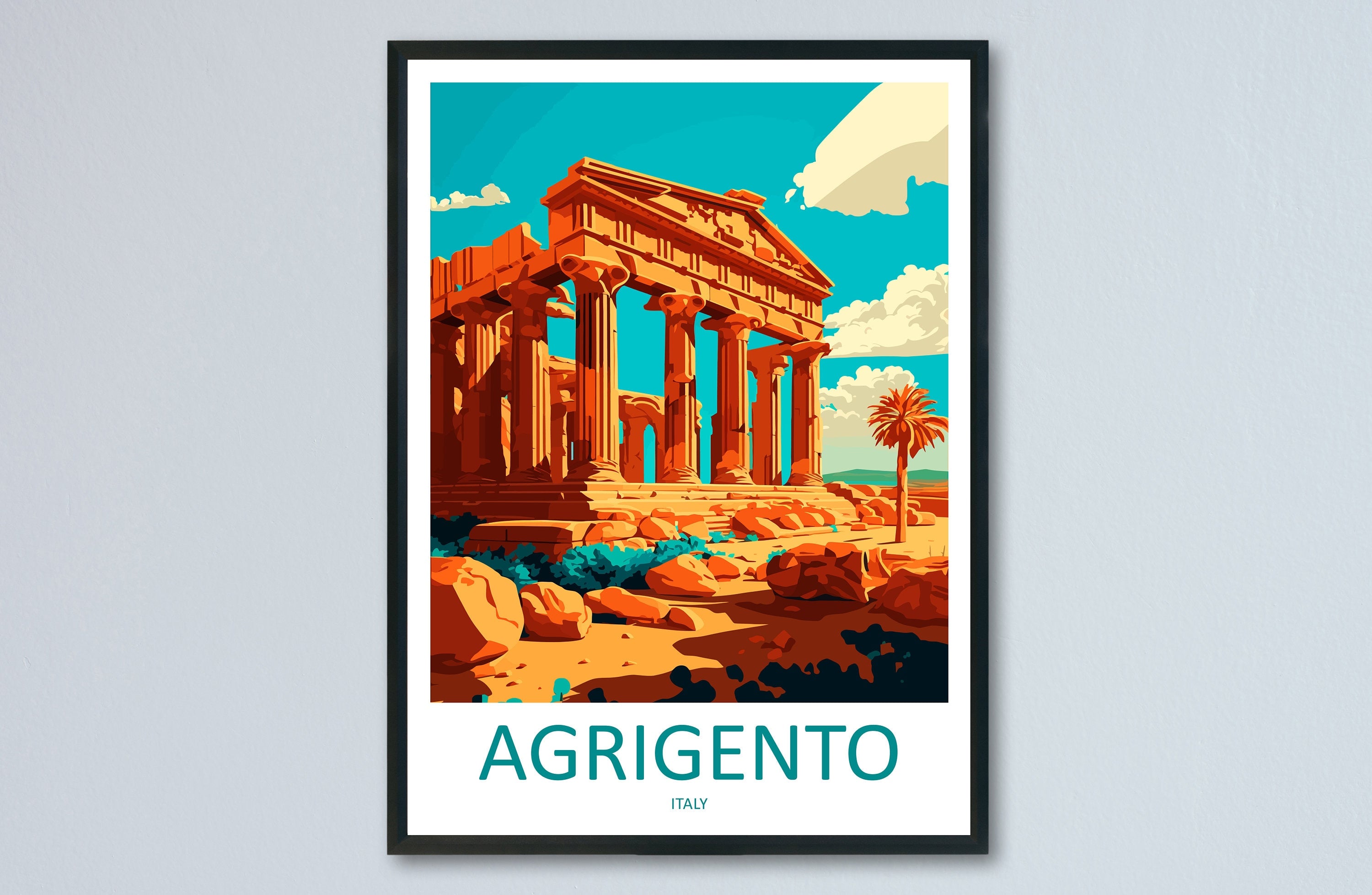 Agrigento Travel Print Wall Art Agrigento Wall Hanging Home Décor Agrigento Gift Art Lovers Italy Art Lover Gift Agrigento Print Agrigento