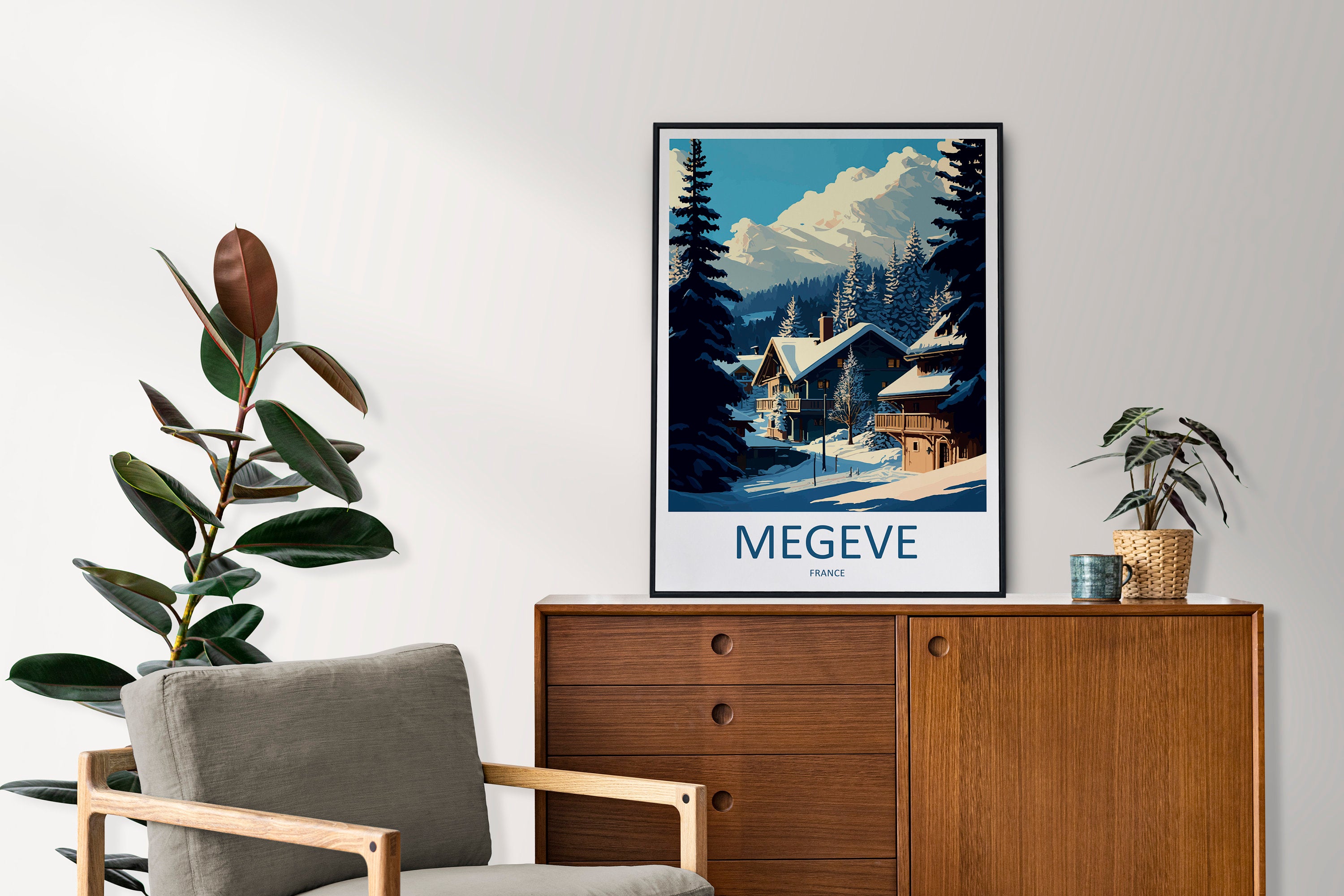 Megeve Travel Print Wall Art Megeve Wall Hanging Home Décor Megeve Gift Art Lovers Ski Art Lover Gift Les Arcs Print Skiing Megeve Ski Art