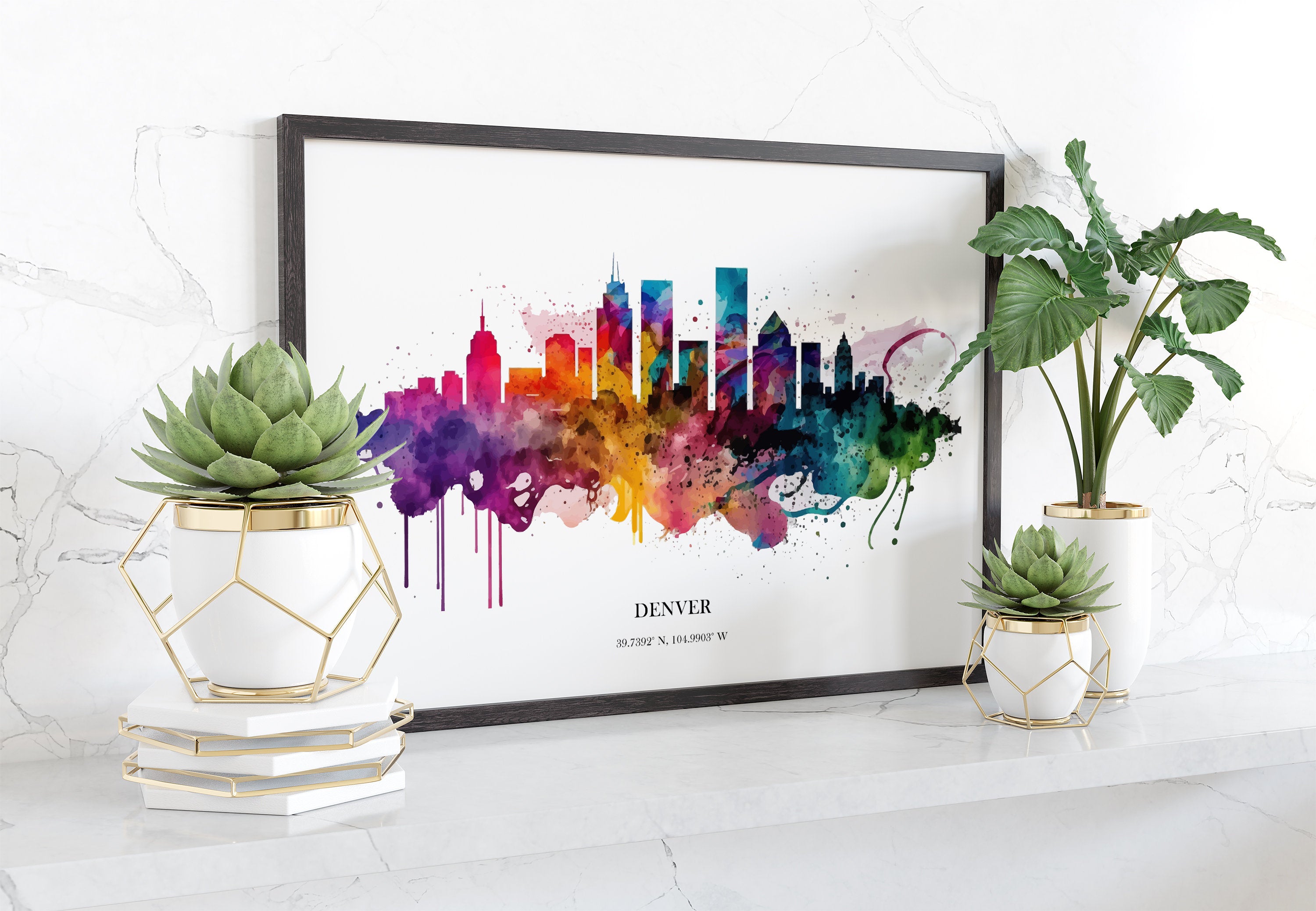 Denver Watercolour Skyline Print Denver Cityscape Denver Home Décor Art Print Wall Art Denver Print Denver Skyline Watercolour Poster Art