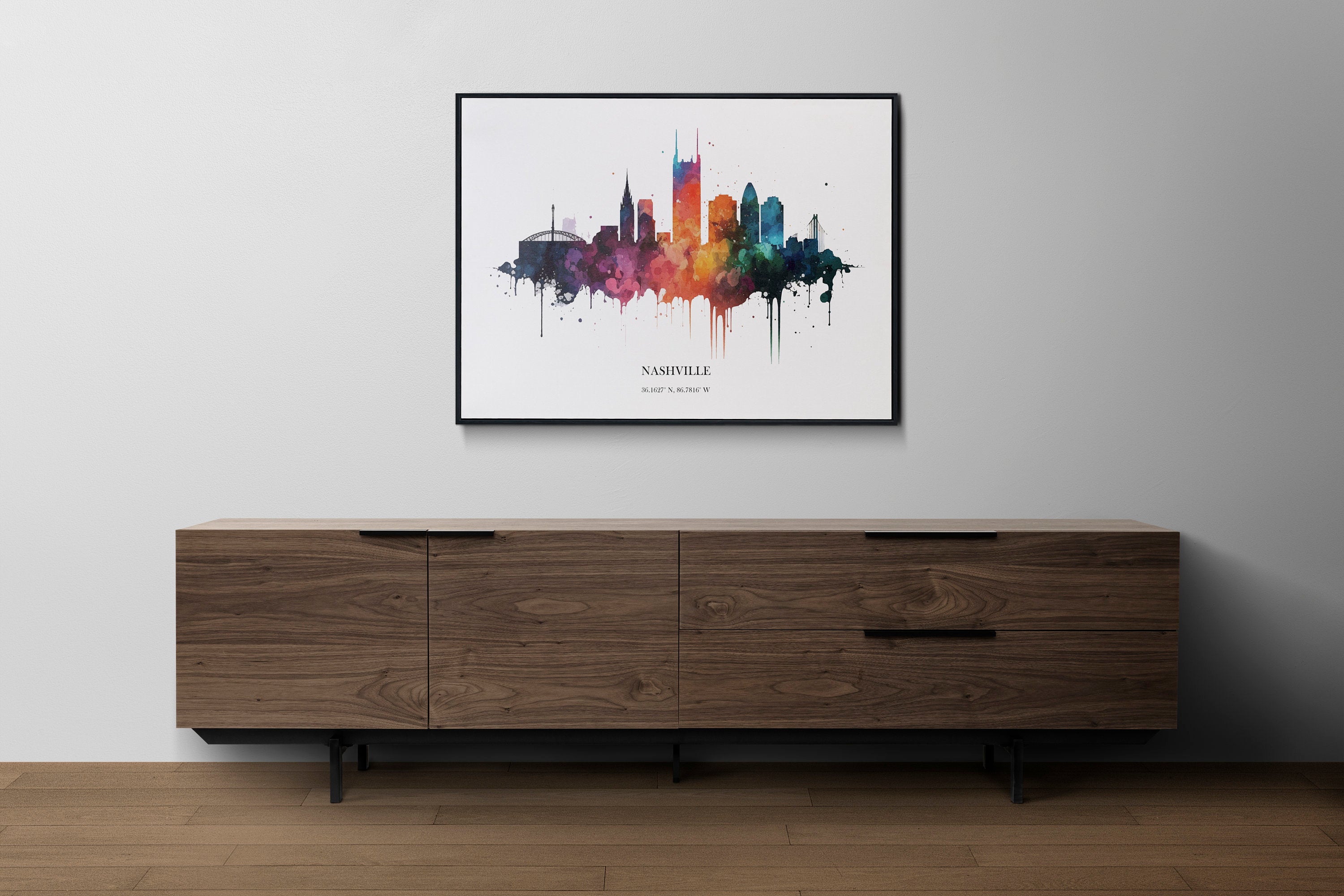 Nashville Watercolour Skyline Print Nashville Cityscape Nashville Home Décor Art Print Wall Art Nashville Print Nashville Skyline Watercolor