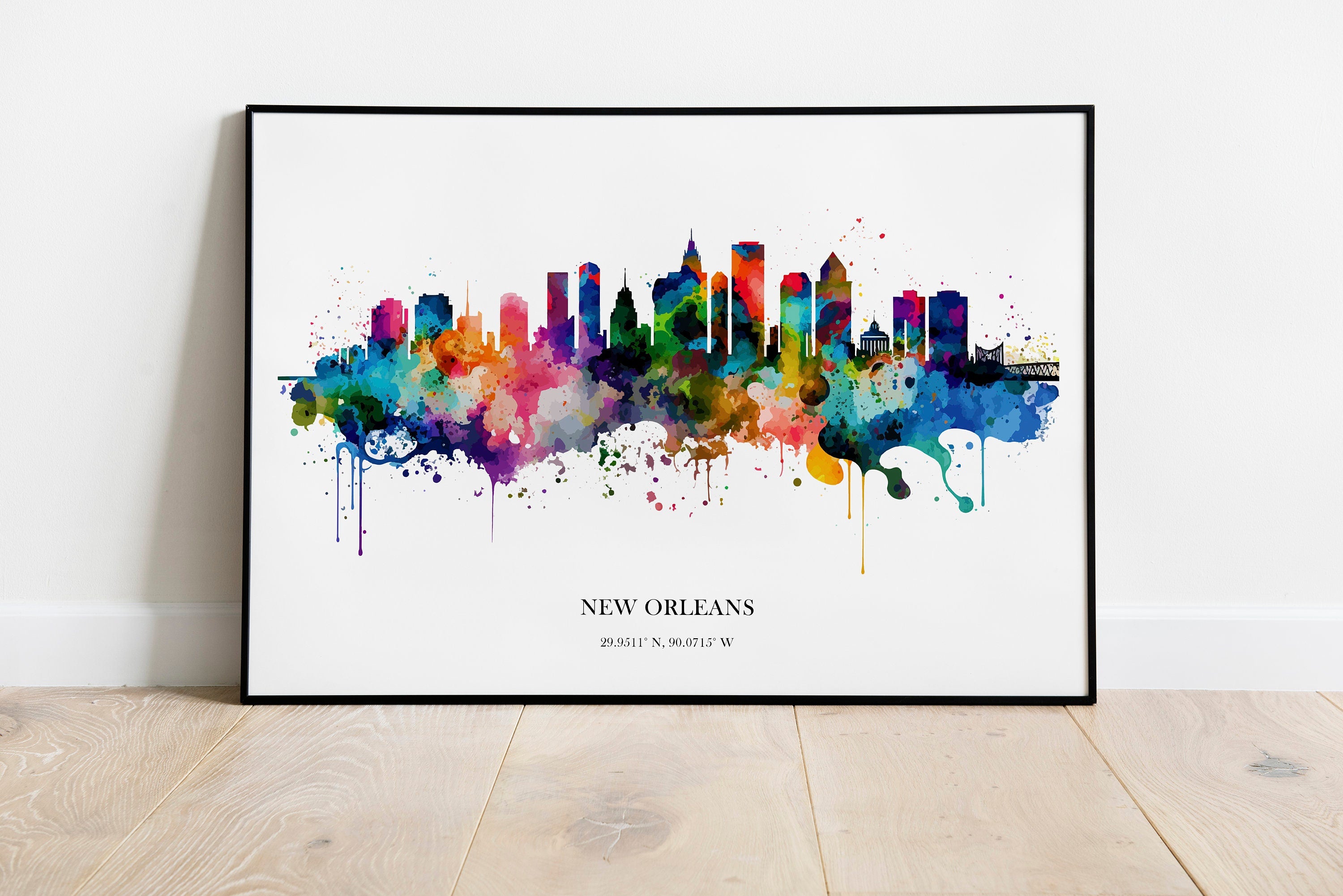 New Orleans  Watercolour Skyline Print New Orleans Cityscape New Orleans Home Décor Art Print Wall Art New Orleans Print New Orleans Skyline