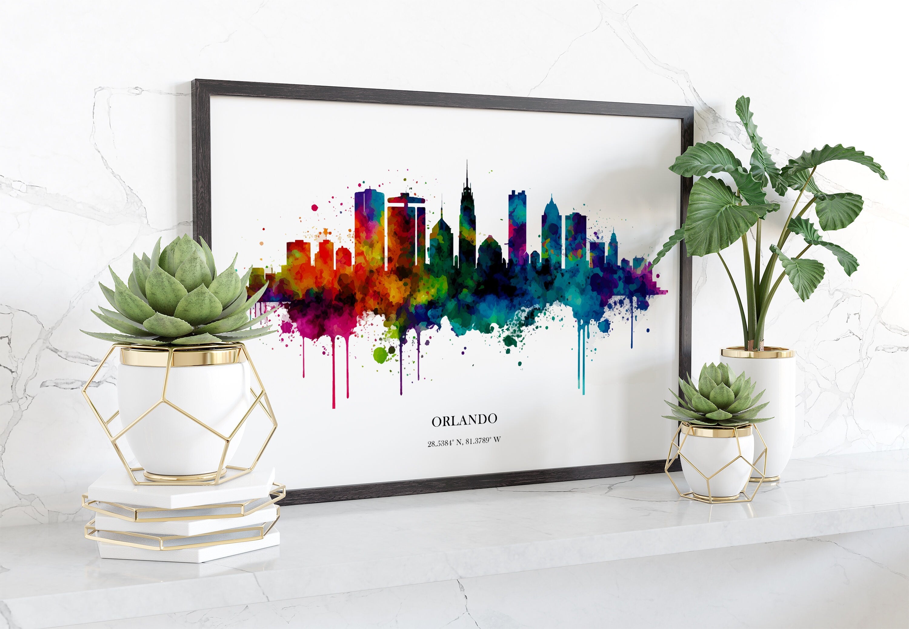 Orlando Watercolour Skyline Print Orlando Cityscape Orlando Home Décor Art Print Wall Art Orlando Print Orlando Skyline Watercolor Poster