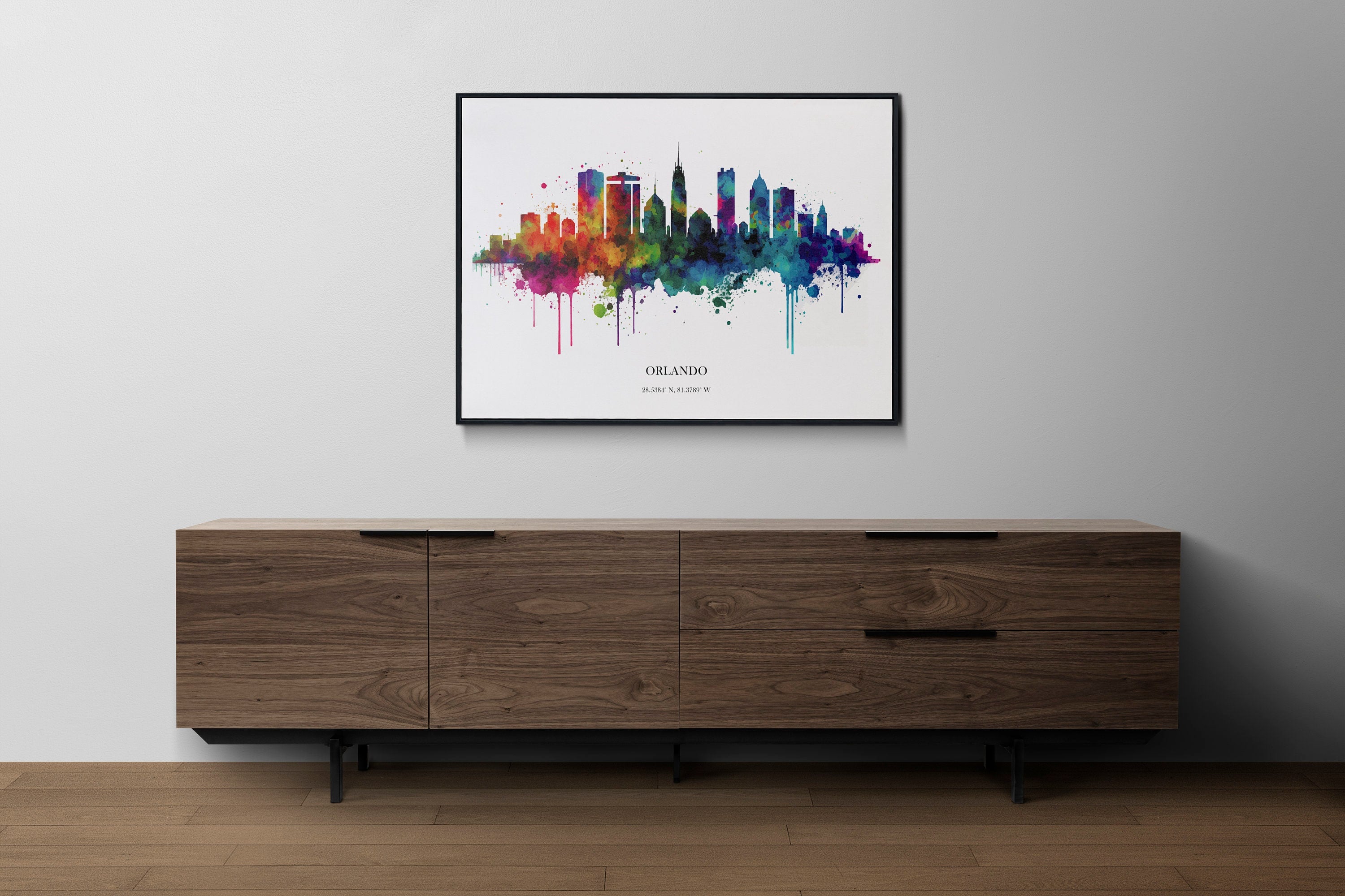 Orlando Watercolour Skyline Print Orlando Cityscape Orlando Home Décor Art Print Wall Art Orlando Print Orlando Skyline Watercolor Poster