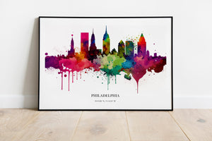 Philadelphia Watercolour Skyline Print Philadelphia Cityscape Philadelphia Home Décor Art Print Wall Art Philadelphia Print Philadelphia Art