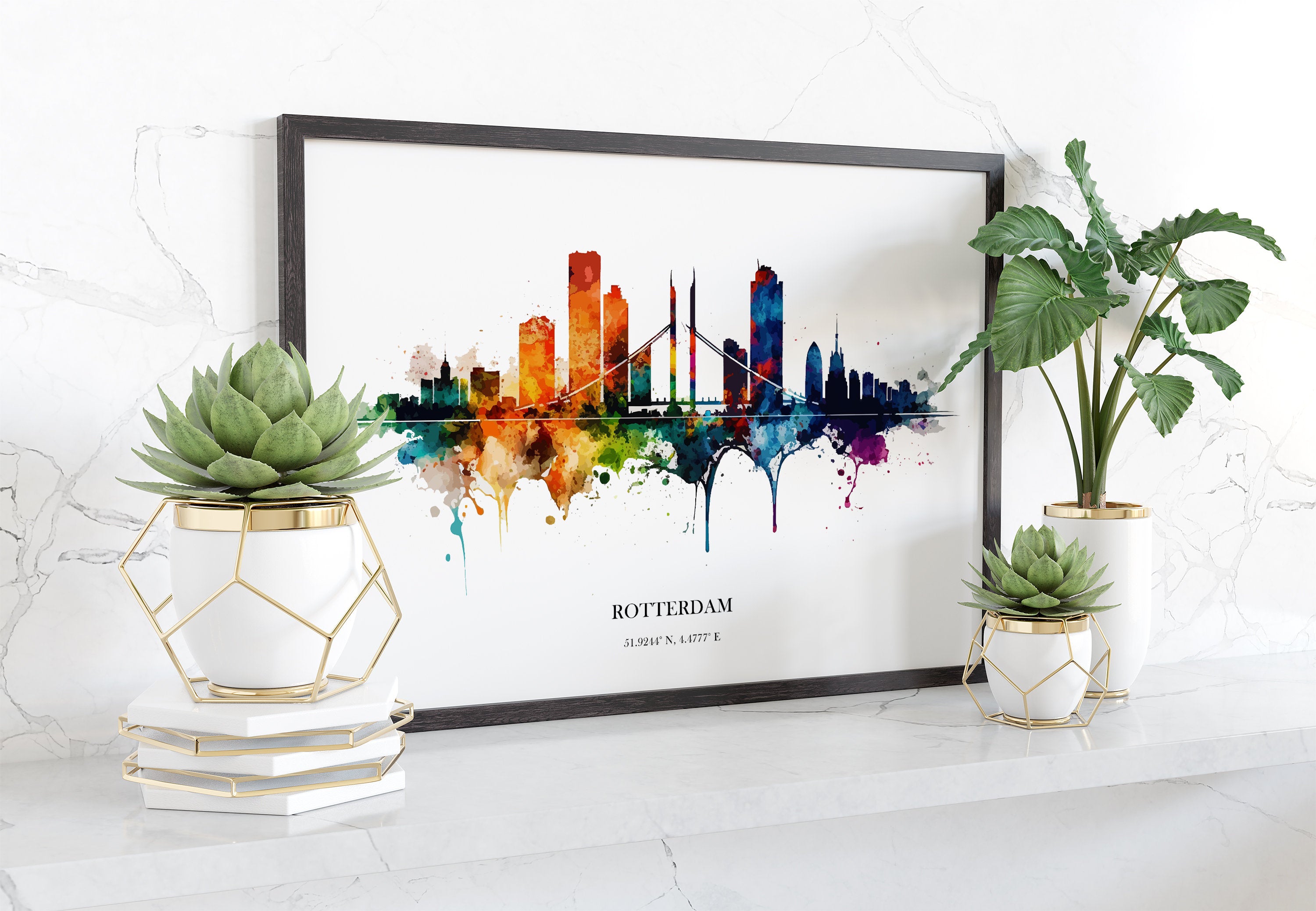 Rotterdam Watercolour Skyline Print Rotterdam Cityscape Rotterdam Home Décor Art Print Wall Art Rotterdam Print Rotterdam Watercolor Skyline