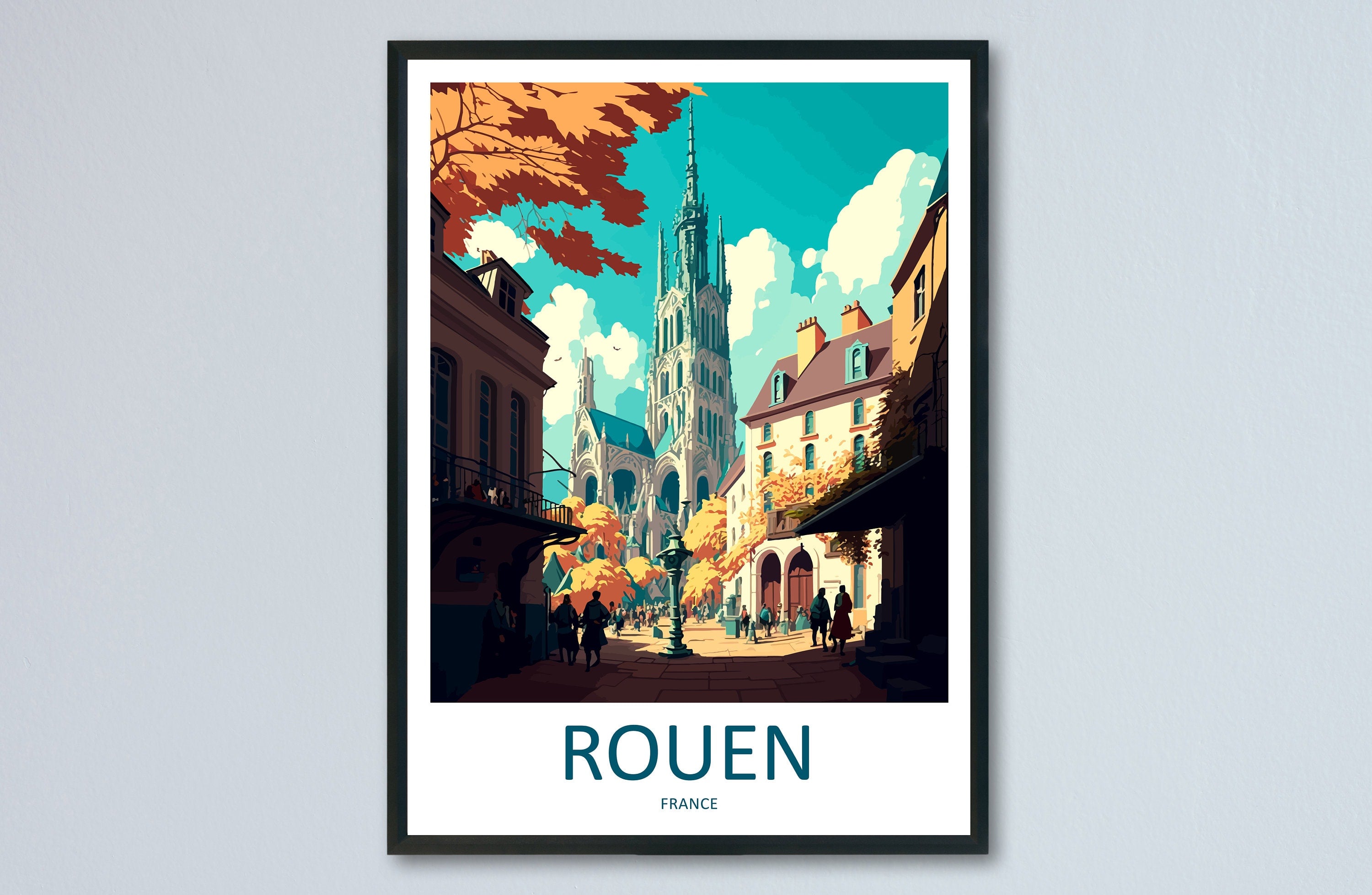 Rouen Travel Print Wall Art Rouen Wall Hanging Home Décor Rouen Gift Art Lovers France Art Lover Gift Rouen Print France Artwork Rouen Gift