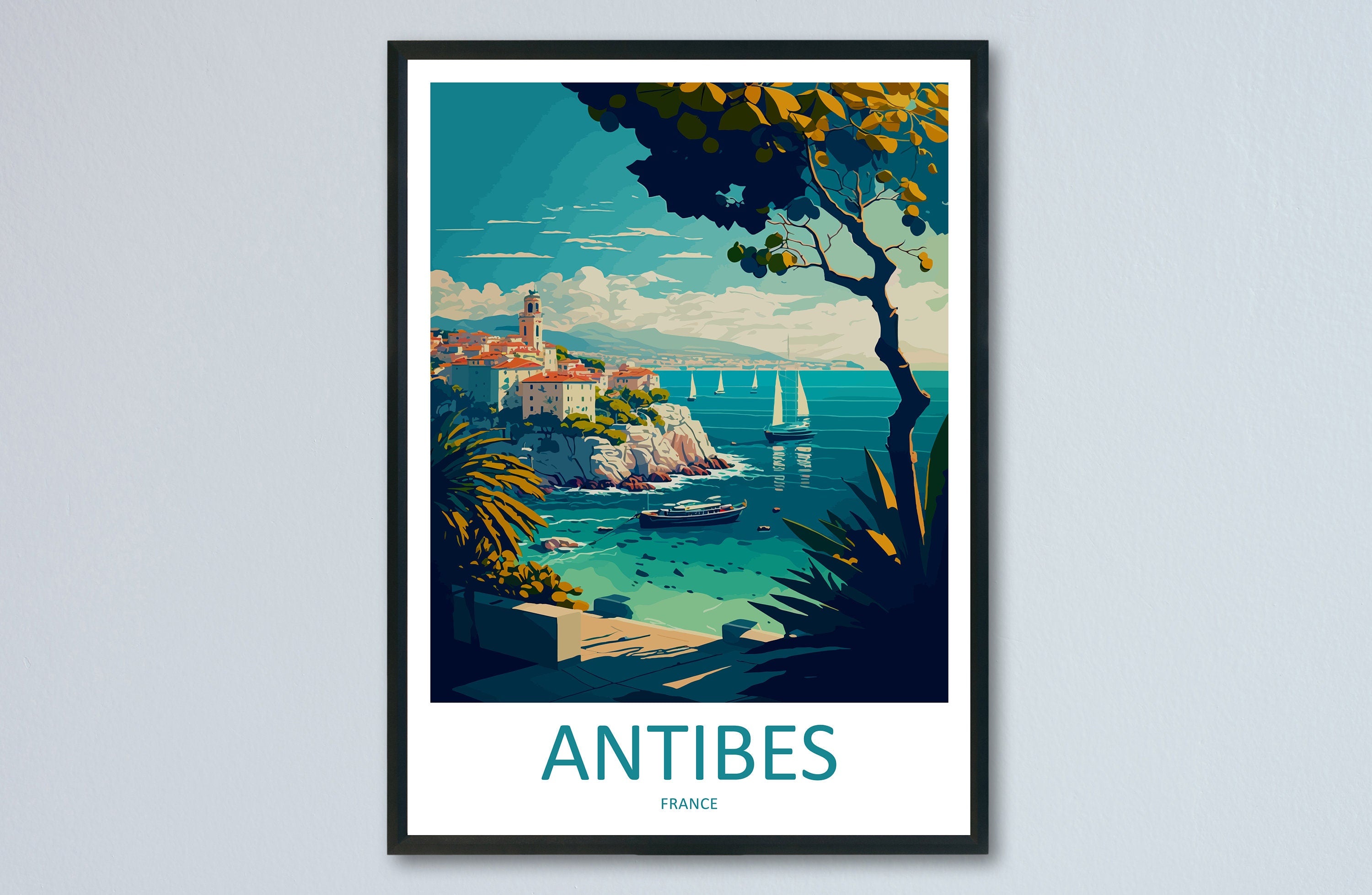 Antibes Travel Print Wall Art Antibes Wall Hanging Home Décor Antibes Gift Art Lovers France Art Lover Gift Antibes Print France Artwork