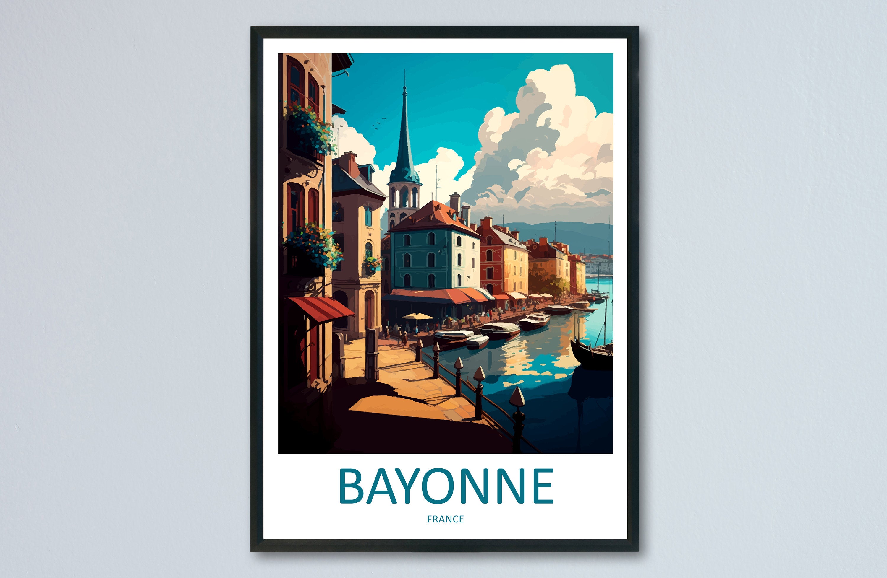 Bayonne Travel Print Wall Art Bayonne Wall Hanging Home Décor Bayonne Gift Art Lovers France Art Lover Gift Bayonne Print France Artwork