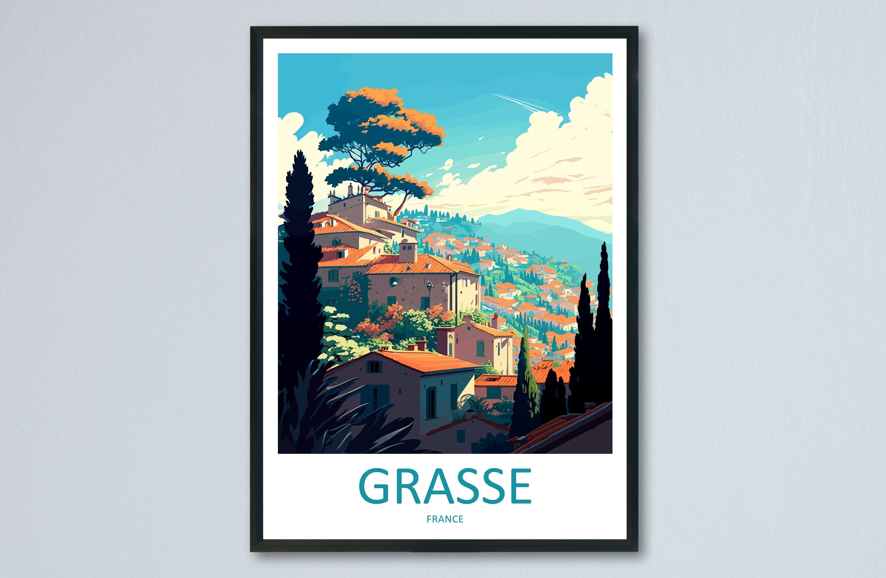 Grasse Travel Print Wall Art Grasse Wall Hanging Home Décor Grasse Gift Art Lovers France Art Lover Gift Grasse Print France Artwork Gift