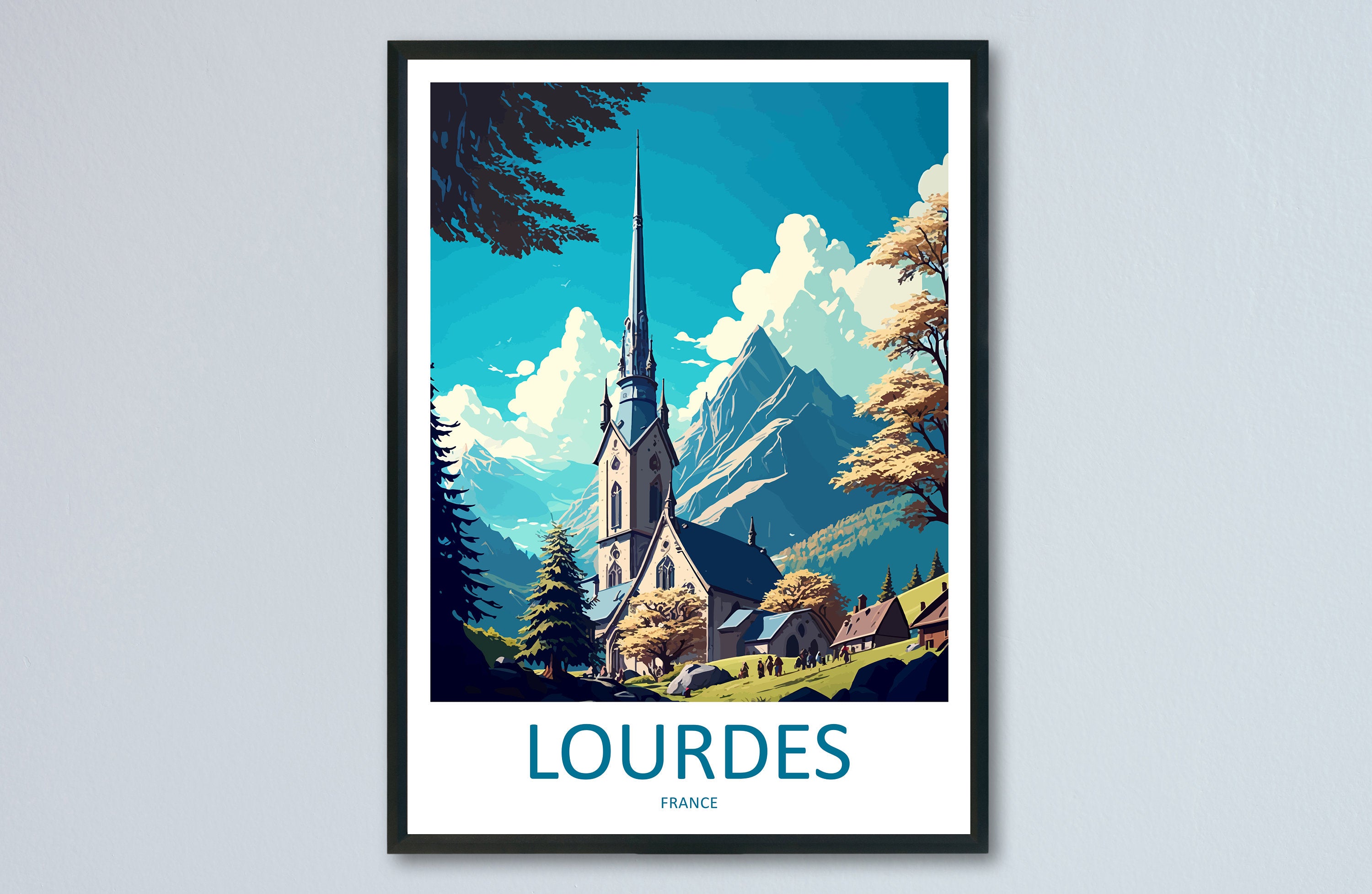 Lourdes Travel Print Wall Art Lourdes Wall Hanging Home Décor Lourdes Gift Art Lovers France Art Lover Gift Lourdes Print France Artwork