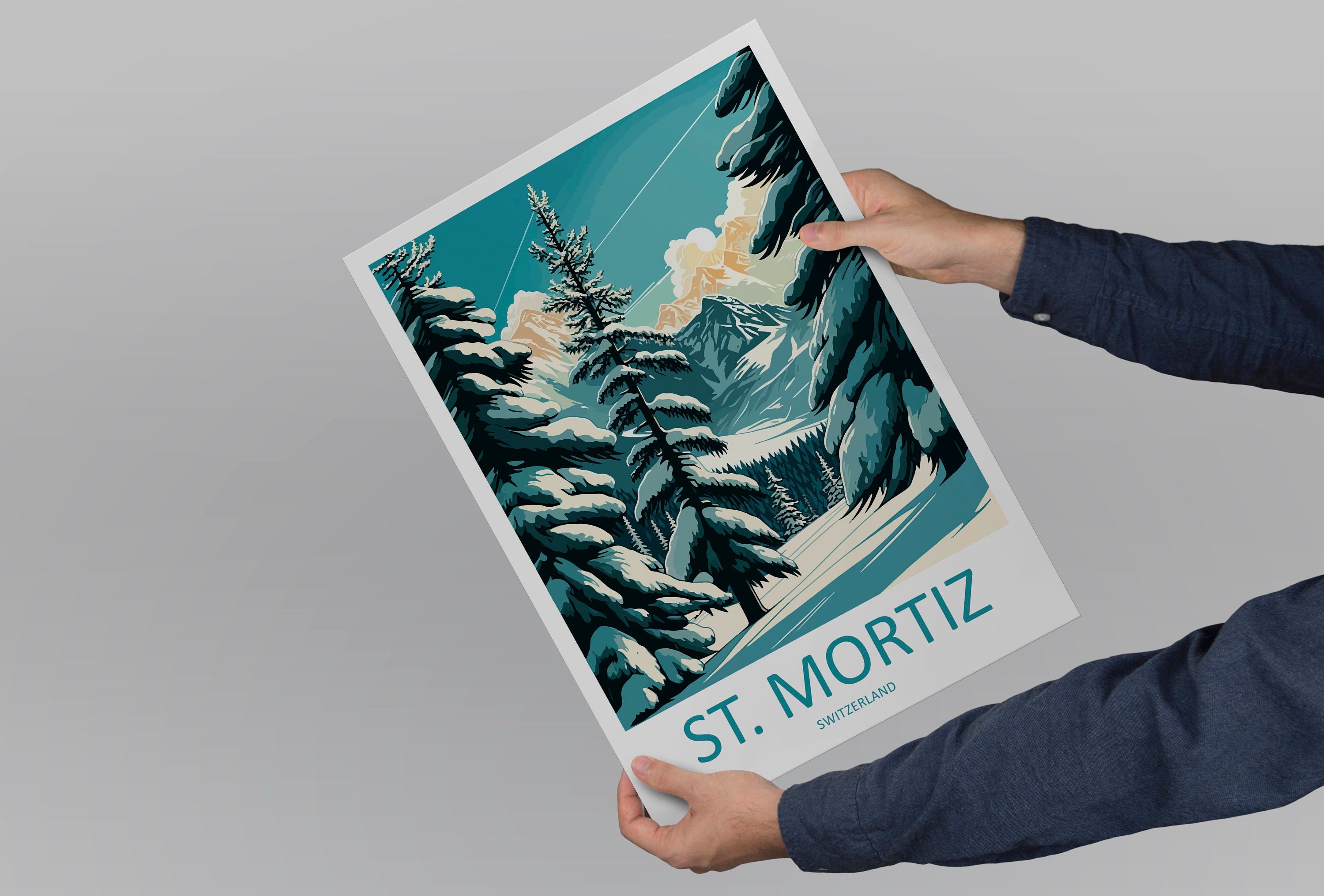 St. Mortiz Travel Print Wall Art St. Mortiz Wall Hanging Home Décor St. Mortiz Gift Art Lovers Ski Art Lover Gift St. Mortiz Print Skiing