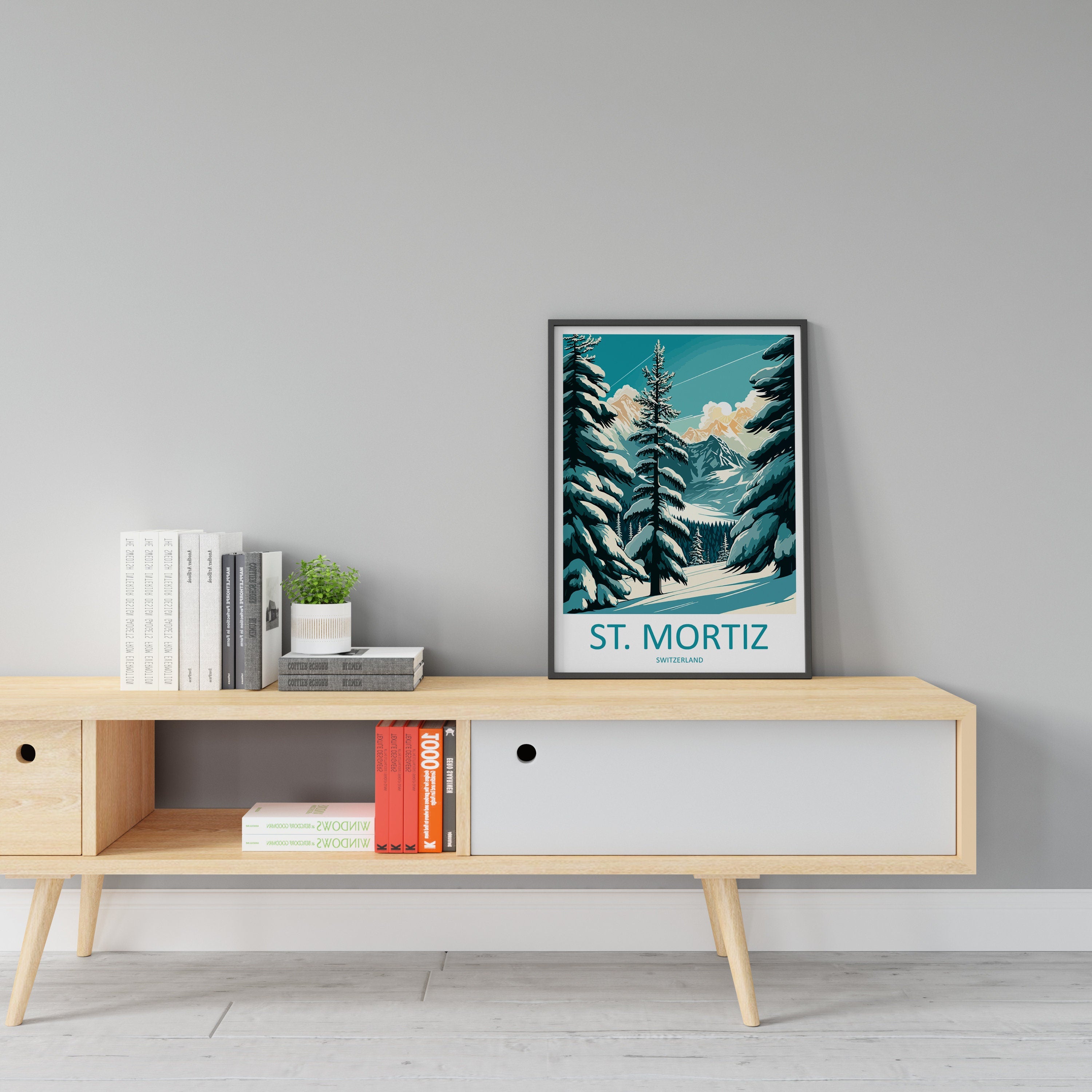 St. Mortiz Travel Print Wall Art St. Mortiz Wall Hanging Home Décor St. Mortiz Gift Art Lovers Ski Art Lover Gift St. Mortiz Print Skiing