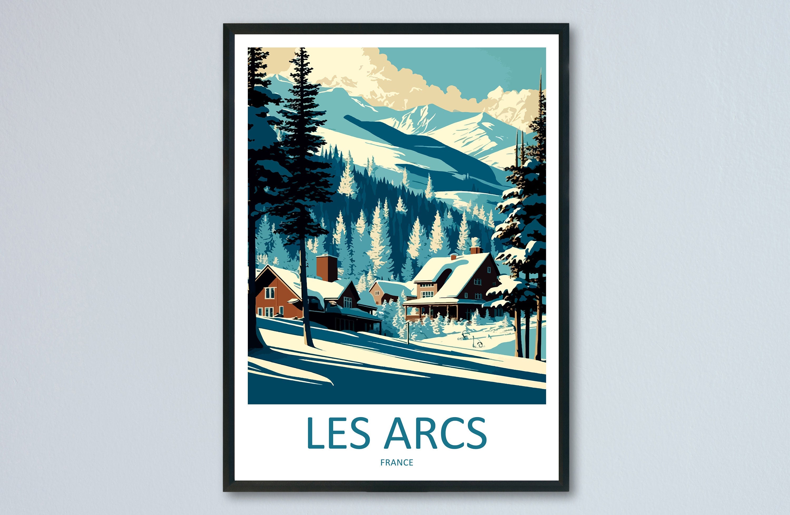 Les Arcs Travel Print Wall Art Les Arcs Wall Hanging Home Décor Les Arcs Gift Art Lovers Ski Art Lover Gift Les Arcs Print Skiing Poster