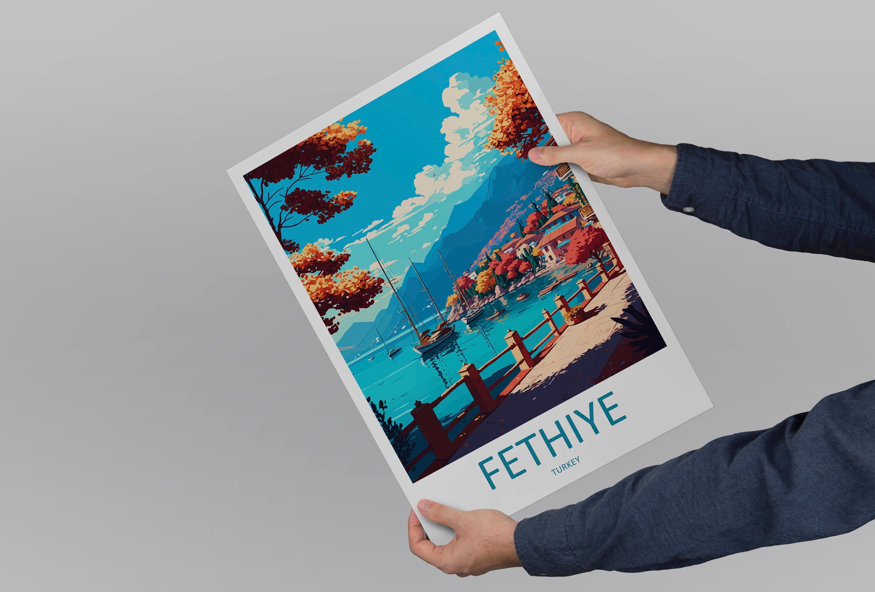 Fethiye Travel Print Wall Art Fethiye Wall Hanging Home Decoration Fethiye Gift Art Lovers Wall Art Print Art Fethiye Wall Print Turkey Art