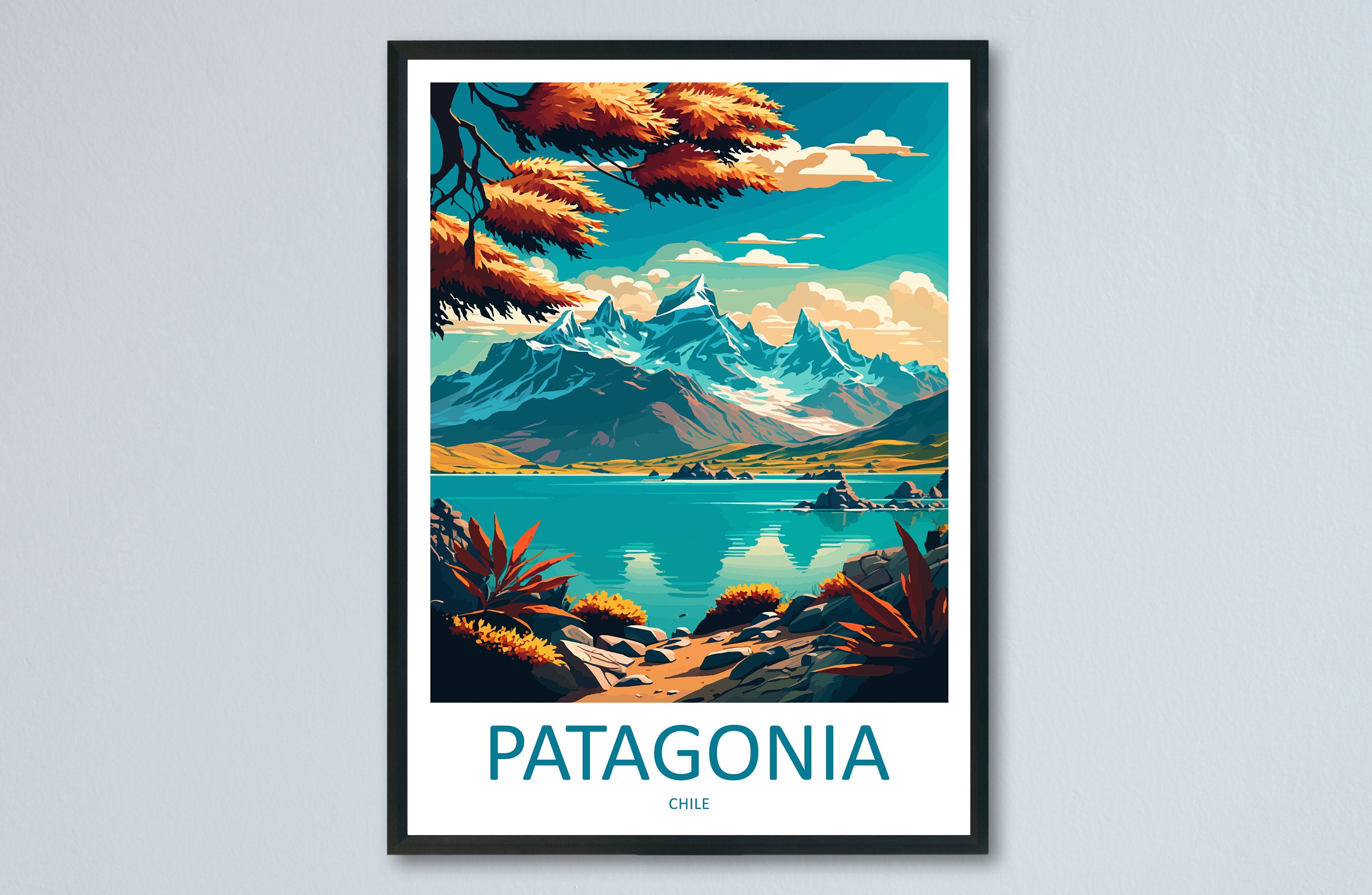 Patagonia Travel Print Wall Art Patagonia Wall Hanging Home Decoration Patagonia Gift Art Lovers Wall Art Print Art Patagonia Wall Print